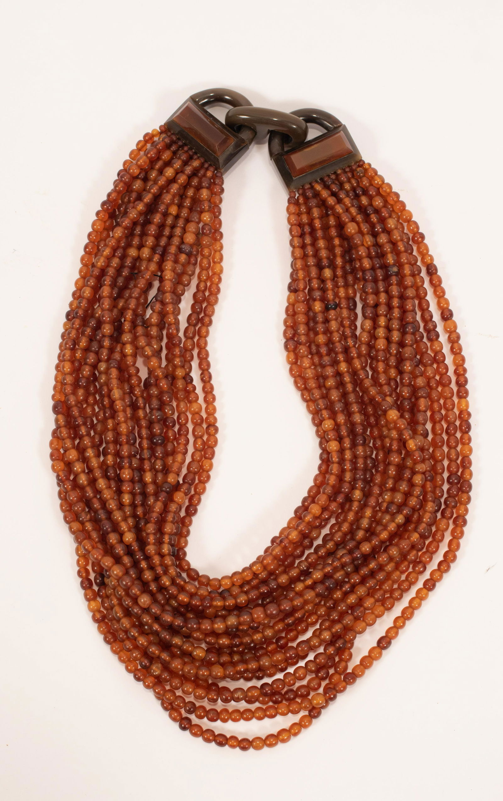 18 STRAND AMBER COLOR BEAD NECKLACE  L 17" (1 of 5)