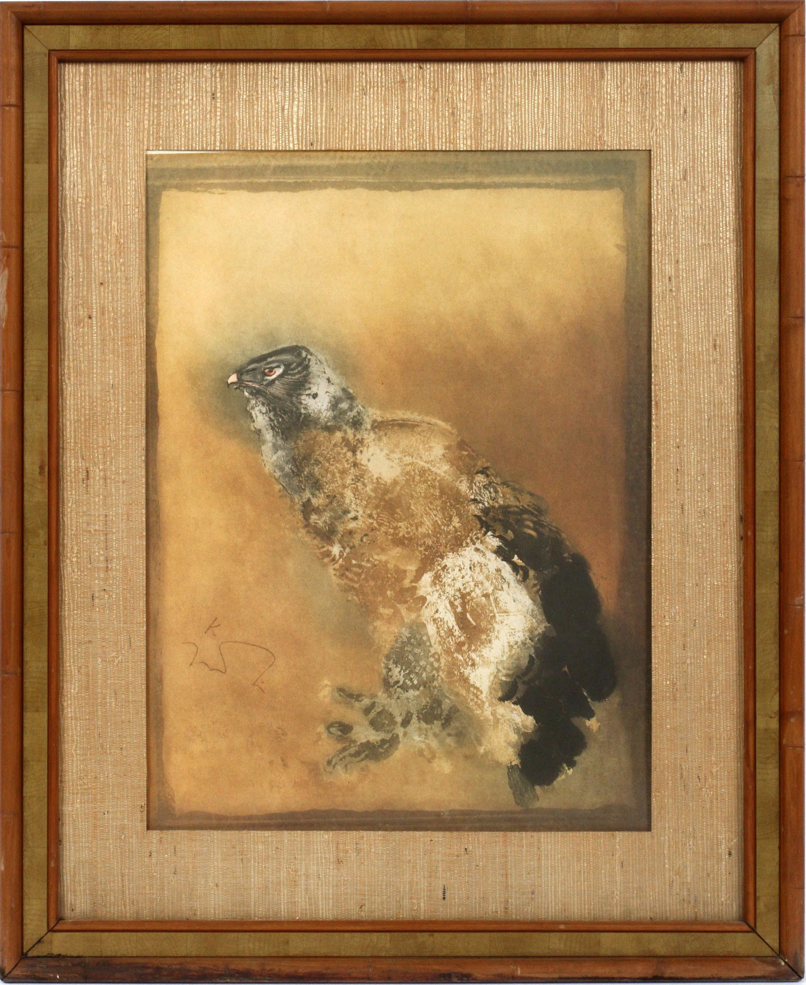 COLORED LITHOGRAPH HAWK, H 23", W 17" (1 of 4)