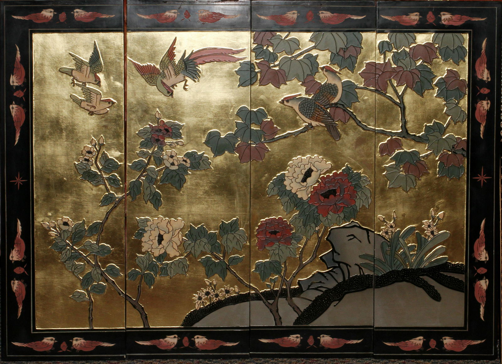 CHINESE COROMANDEL FOUR-PANEL SCREEN H 36", W 48" (1 of 1)