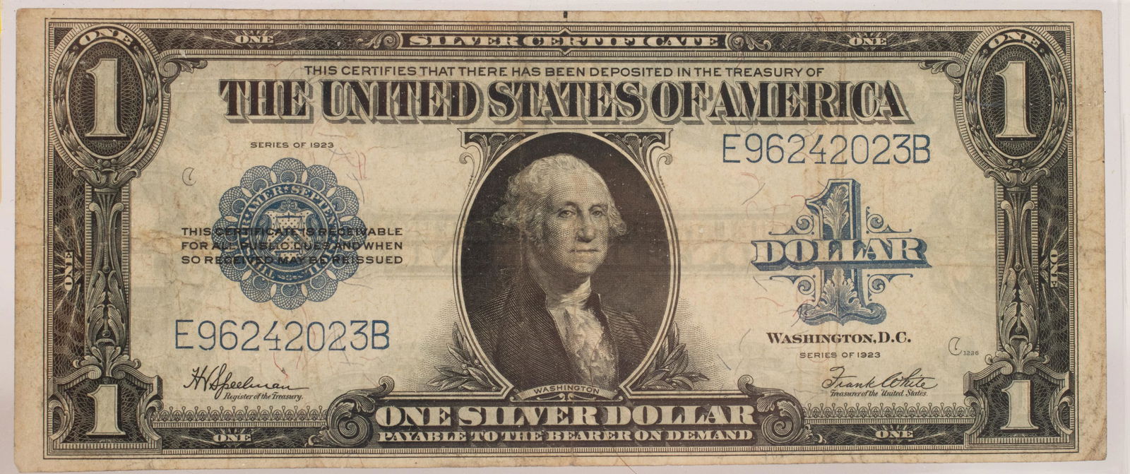 U.S. 1923 $1.DOLLAR PAPER CURRENCY NOTE, S/N # E - (1 of 2)