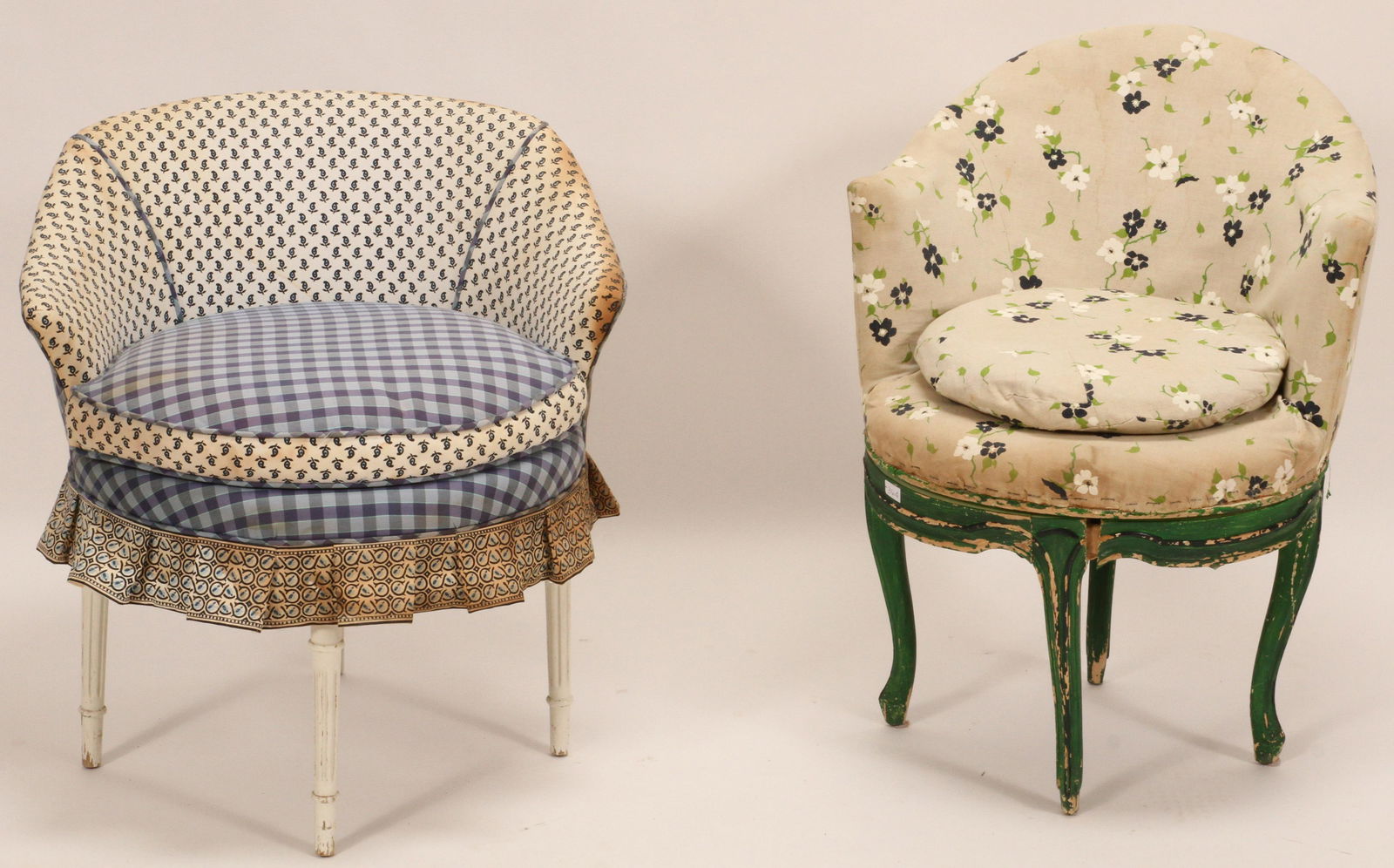 FRENCH STYLE VANITY STOOLS (2), REVOLVING (1 of 3)