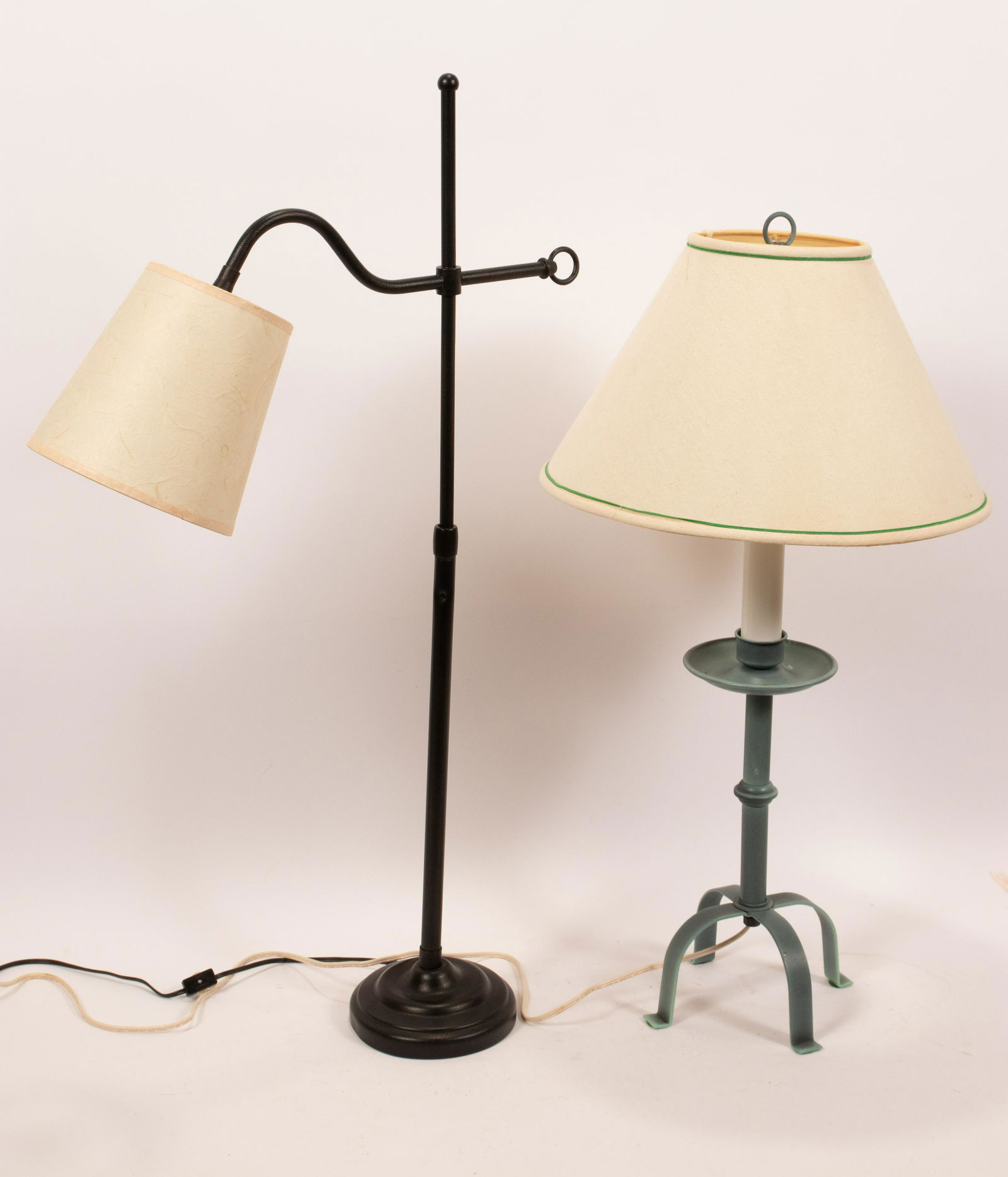 BLACK IRON TABLE LAMP H 33" ADJUSTABLE + ONE OTHER (1 of 3)