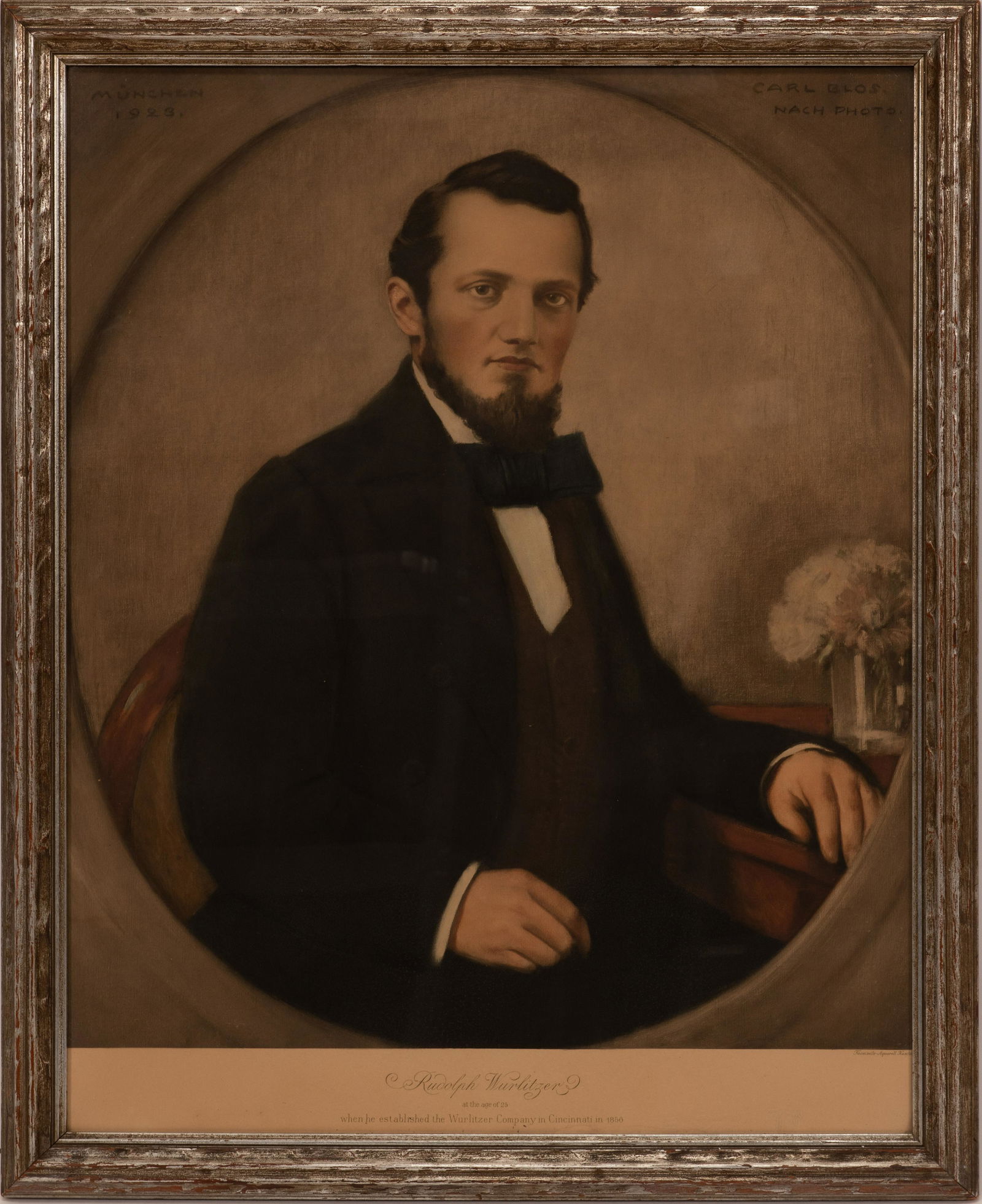 ANTIQUE CRAYON PORTRAIT, 1923, H 33", W 25", RUDOLPH (1 of 6)