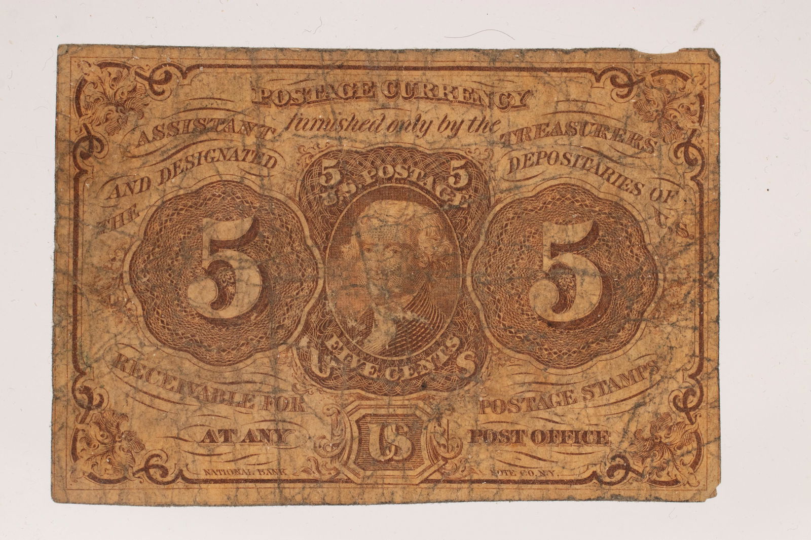 U.S. .05C FRACTIONAL PAPER CURRENCY NOTE H2"X2.5" (1 of 2)