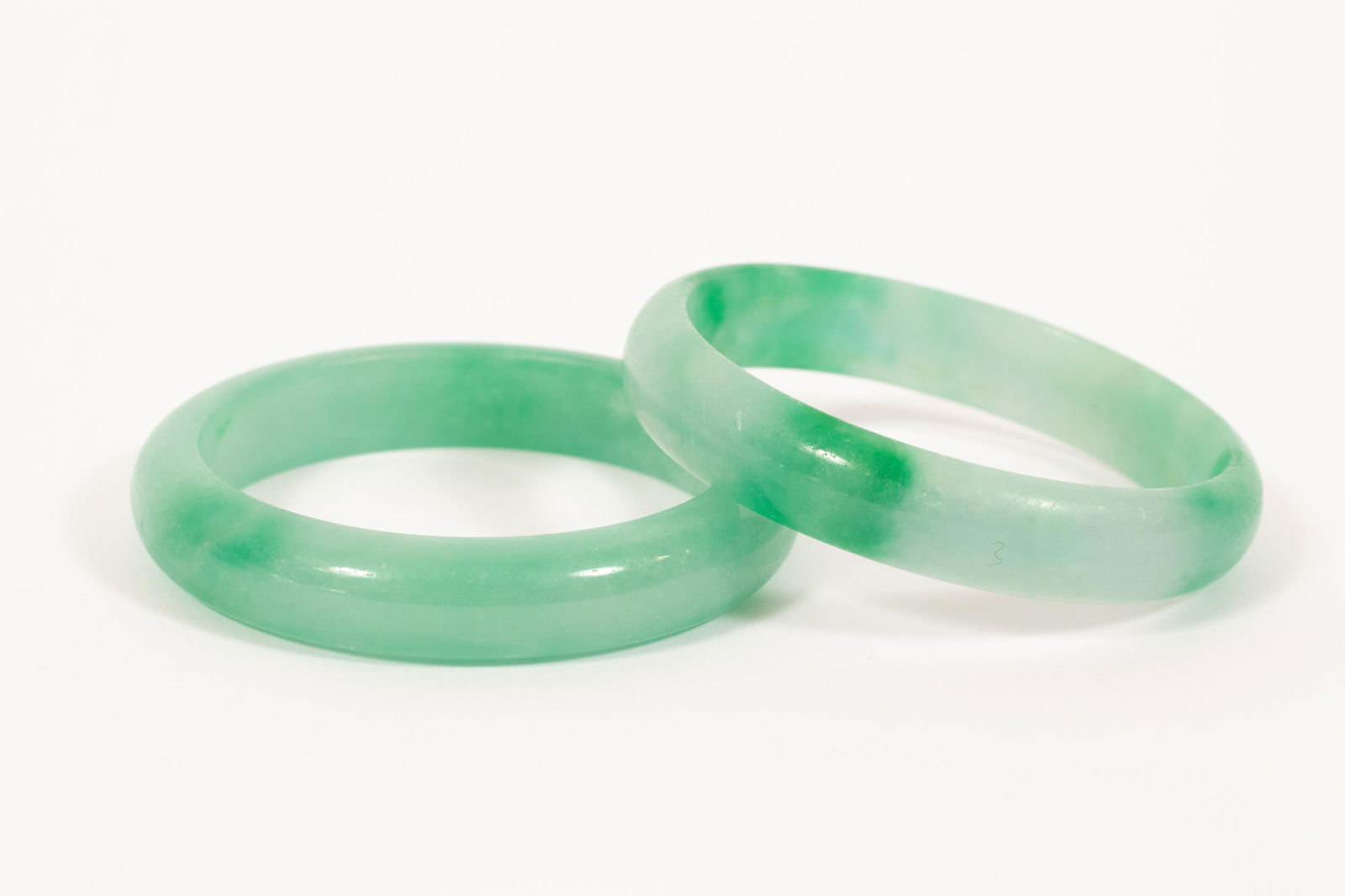 JADE BANGLE BRACELETS, TWO DIA 2.5" (1 of 4)
