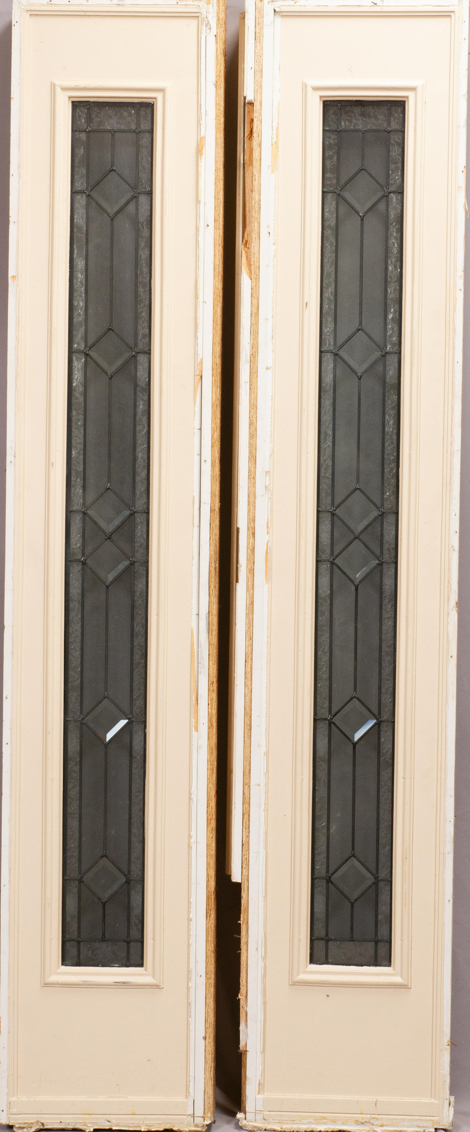 LEADED GLASS SIDELIGHTS PAIR H 63" W 6" (1 of 4)