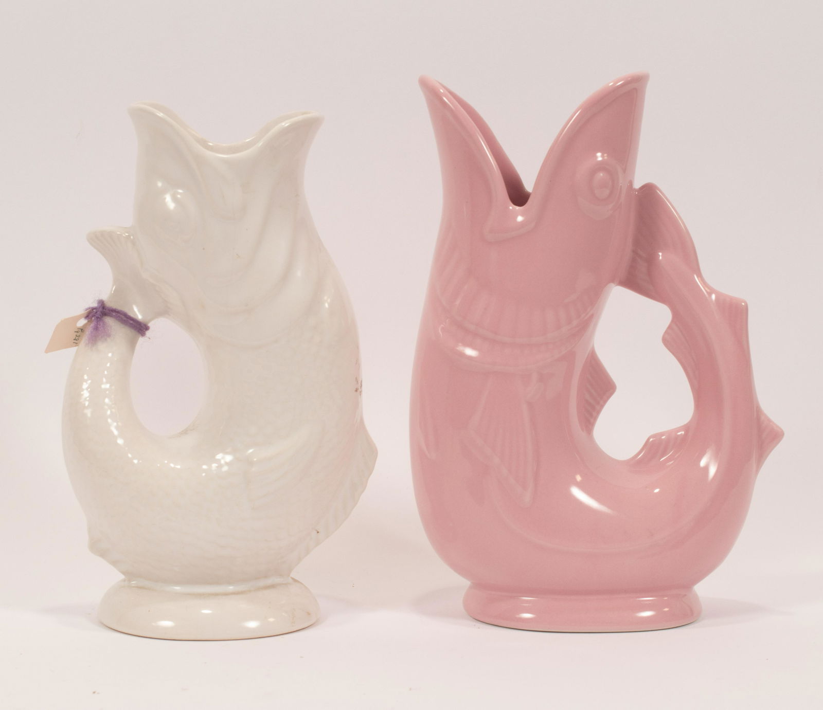 'GURGLING COD' CERAMIC PITCHERS, 2 PCS, H 9.5"-10" (1 of 3)