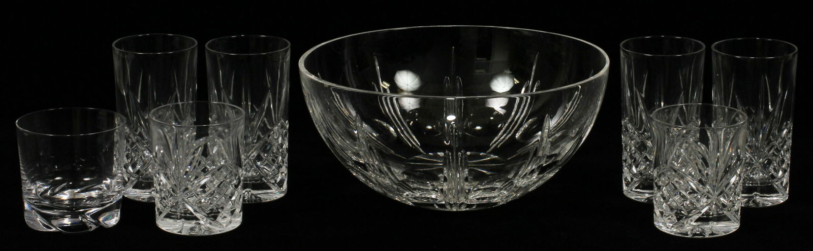 CRYSTAL GLASSES & BOWL, FEAT. DAUM, 8 PCS, H 3.5"-5.5" (1 of 5)