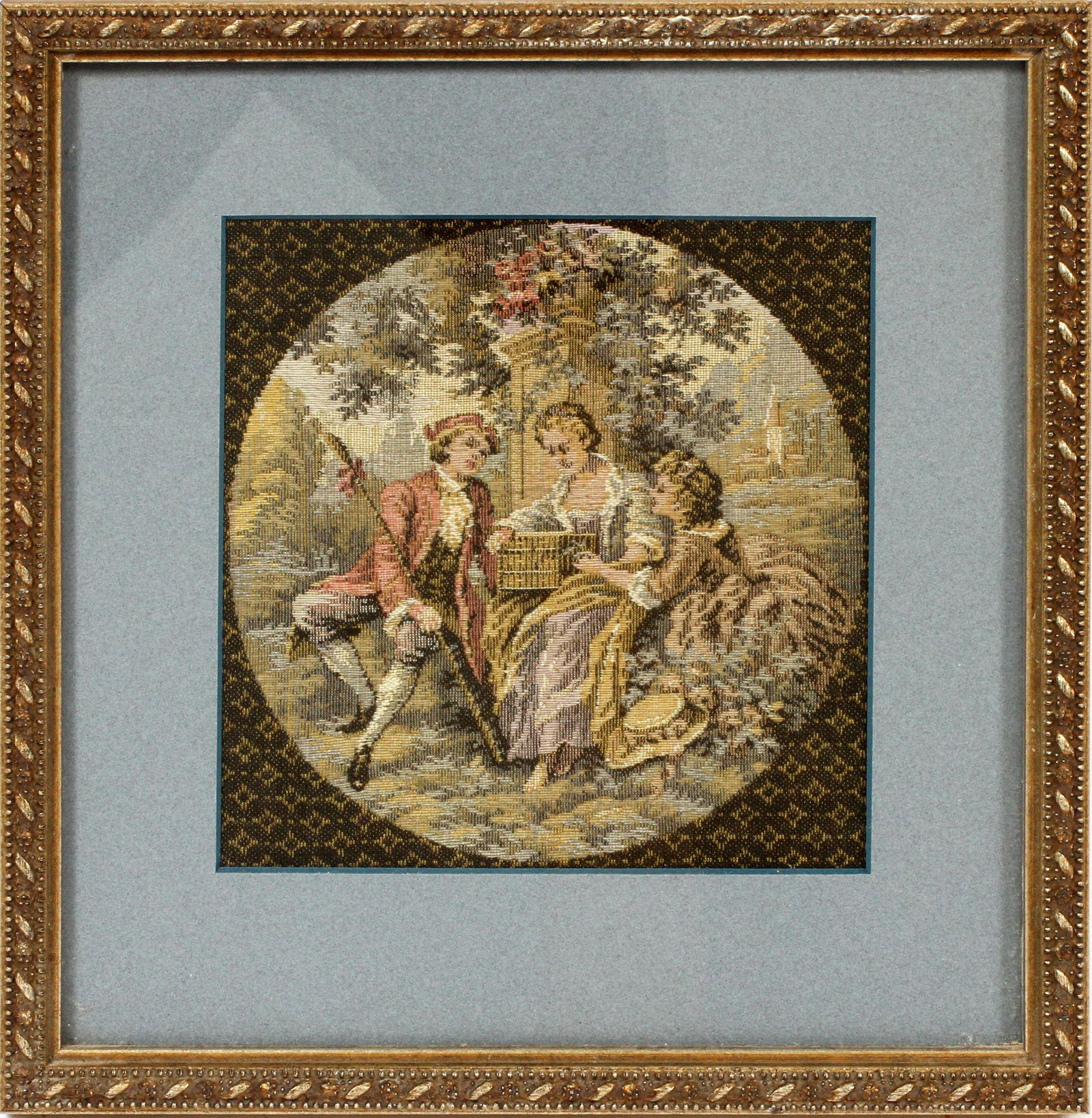 CONTINENTAL TAPESTRY PANEL, 5 1/2" X 5 1/4", FRAMED (1 of 2)
