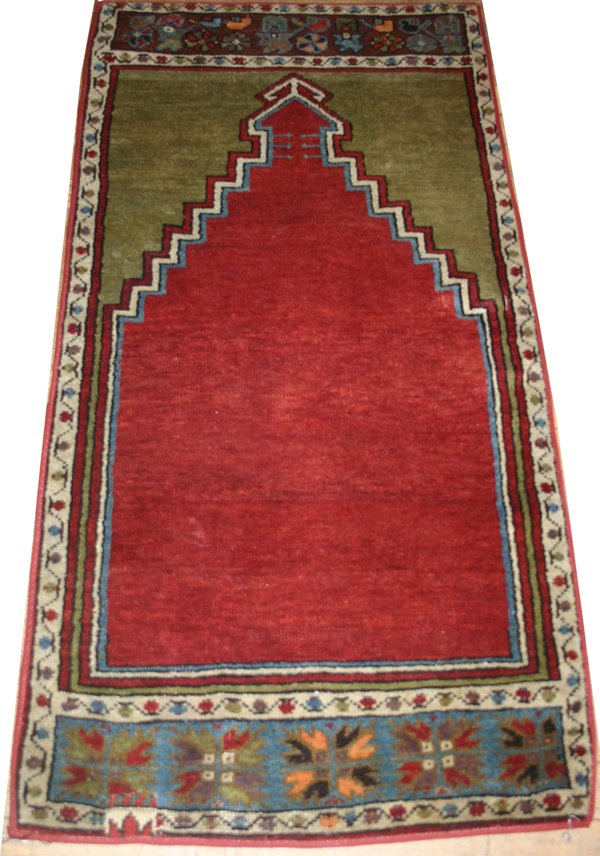 TURKISH RUG, ANTIQUE, 2' 0" X 4' 0": TURKISH RUG, ANTIQUE, 2' 0" X 4' 0":