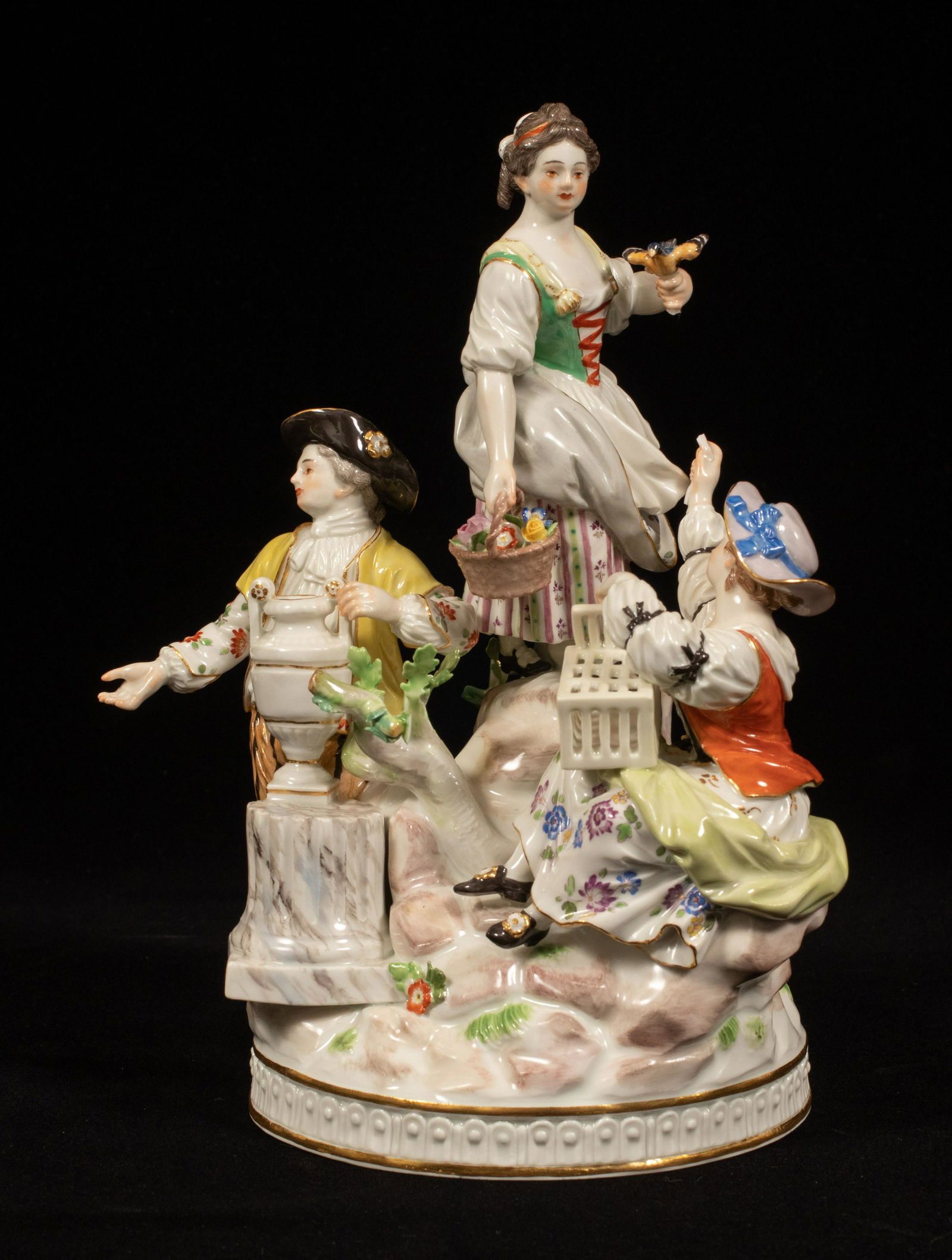 MEISSEN PORCELAIN 3 FIGURE GROUP, C 1930,  H 9" W 6.5" (1 of 15)