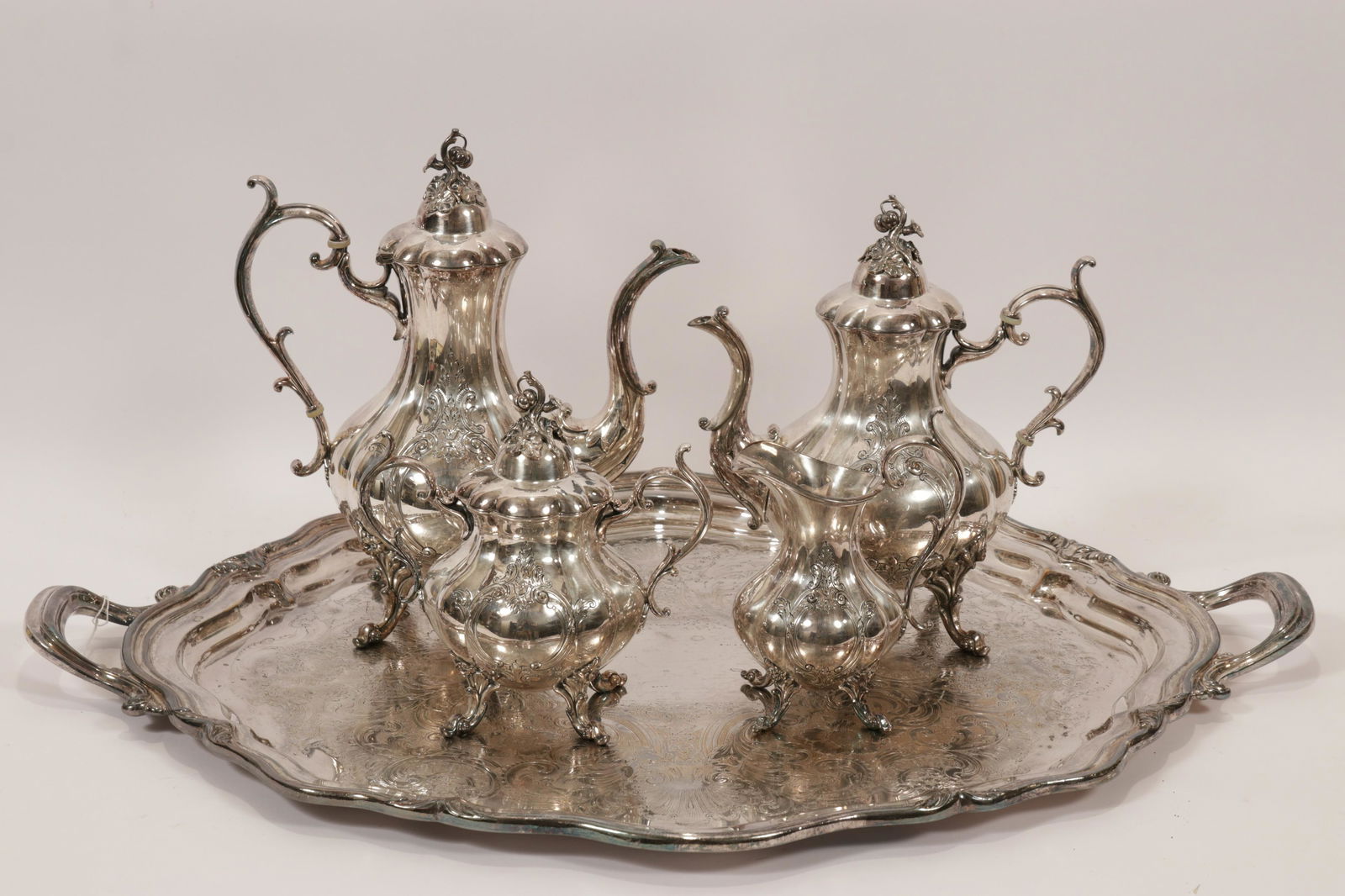 REED & BARTON 'THE WINTHROP' SILVER PLATE TEA SERVICE, (1 of 7)