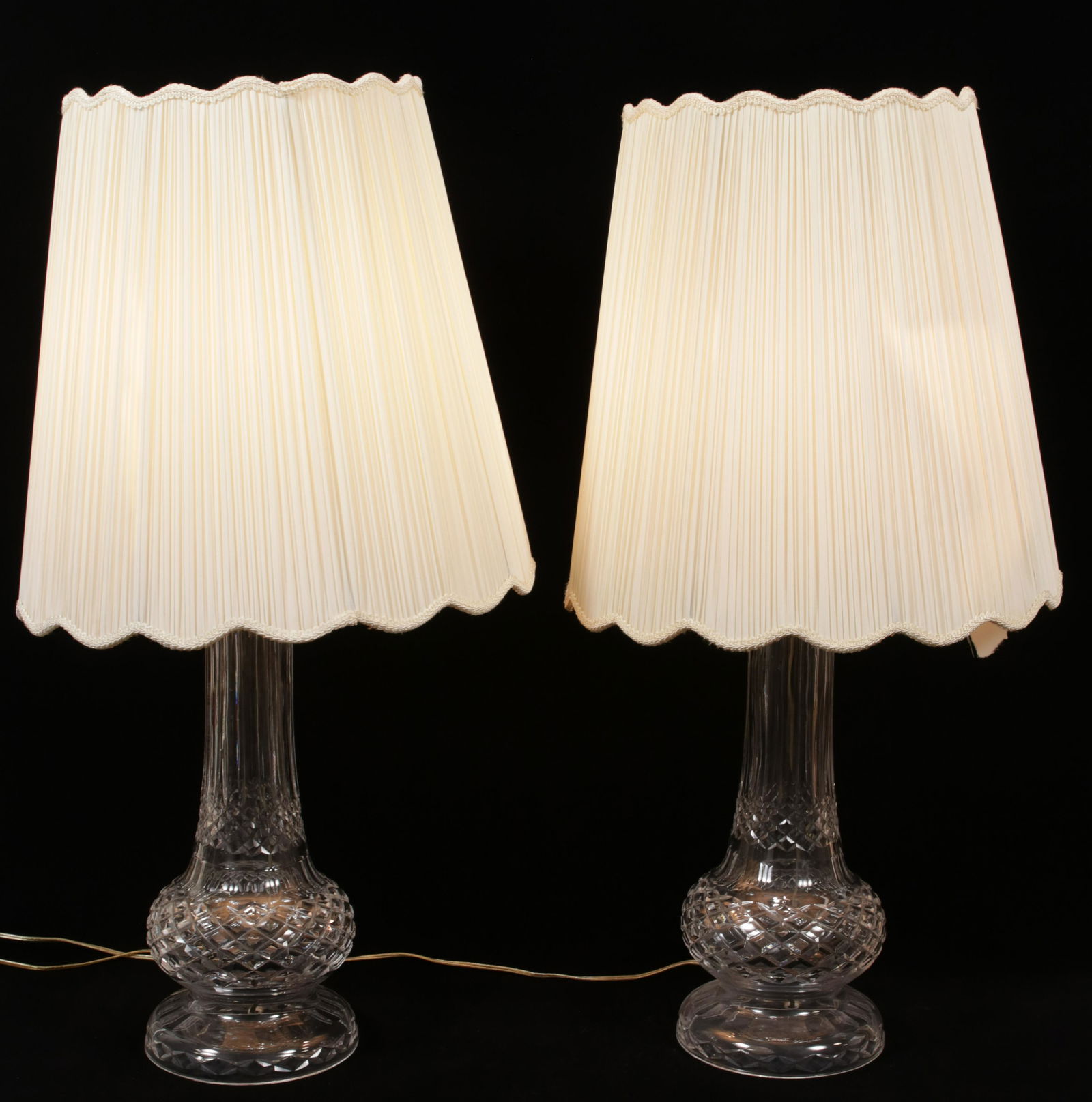 WATERFORD CRYSTAL TABLE LAMPS, PAIR, H 35", DIA 8" (1 of 5)