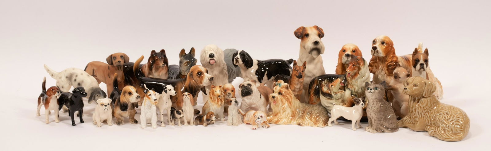 PORCELAIN, CERAMIC, CHALKWARE DOG & CAT FIGURINES, (1 of 9)