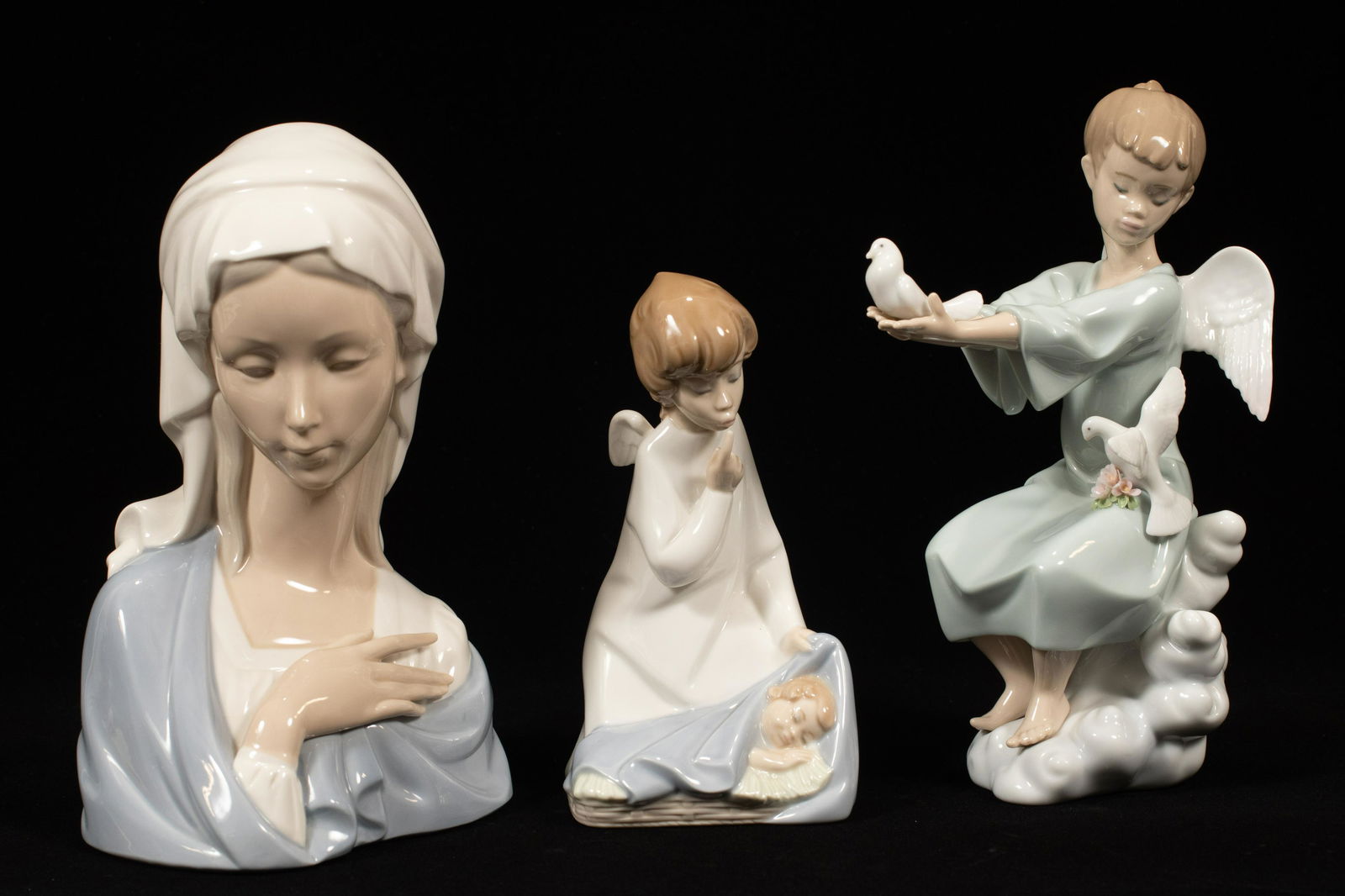 LLADRO PORCELAIN FIGURINES, 3 PCS, H 6.5"-8.5" (1 of 8)