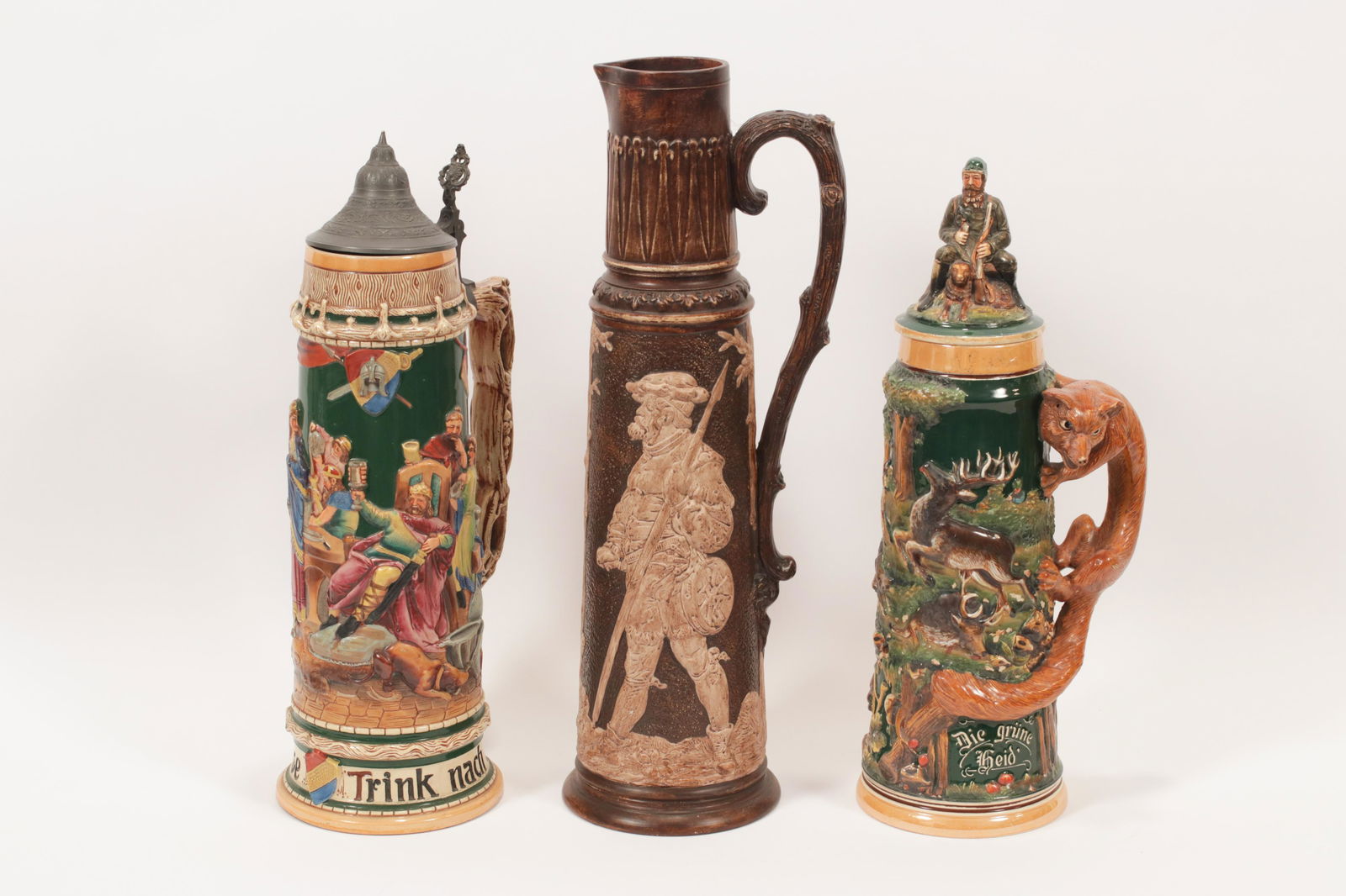 GERMAN CERAMIC STEINS, 3 PCS, H 18"-20.5" (1 of 17)