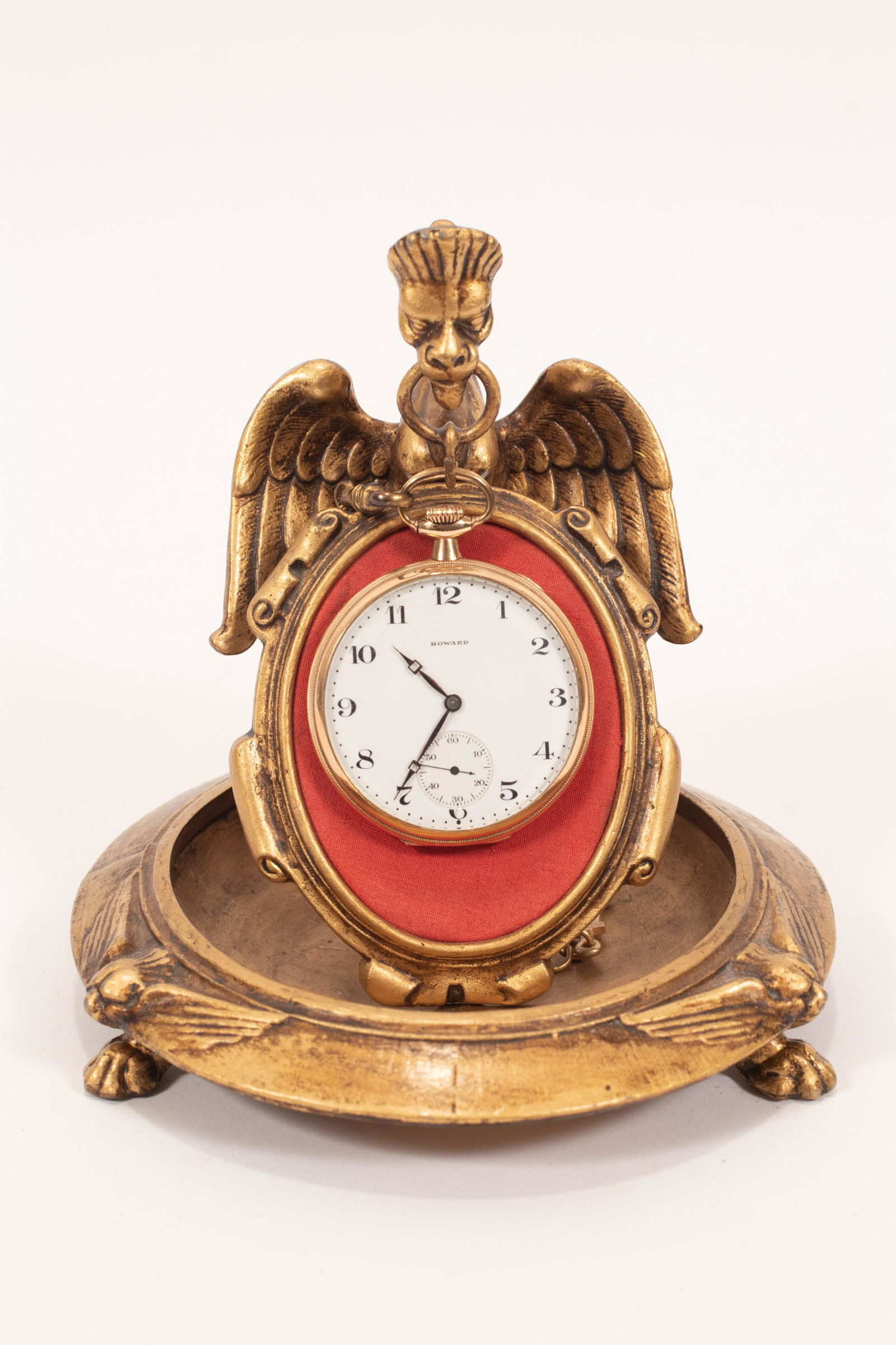 E. HOWARD WATCH CO. 17-JEWEL POCKET WATCH + STAND, DIA (1 of 8)