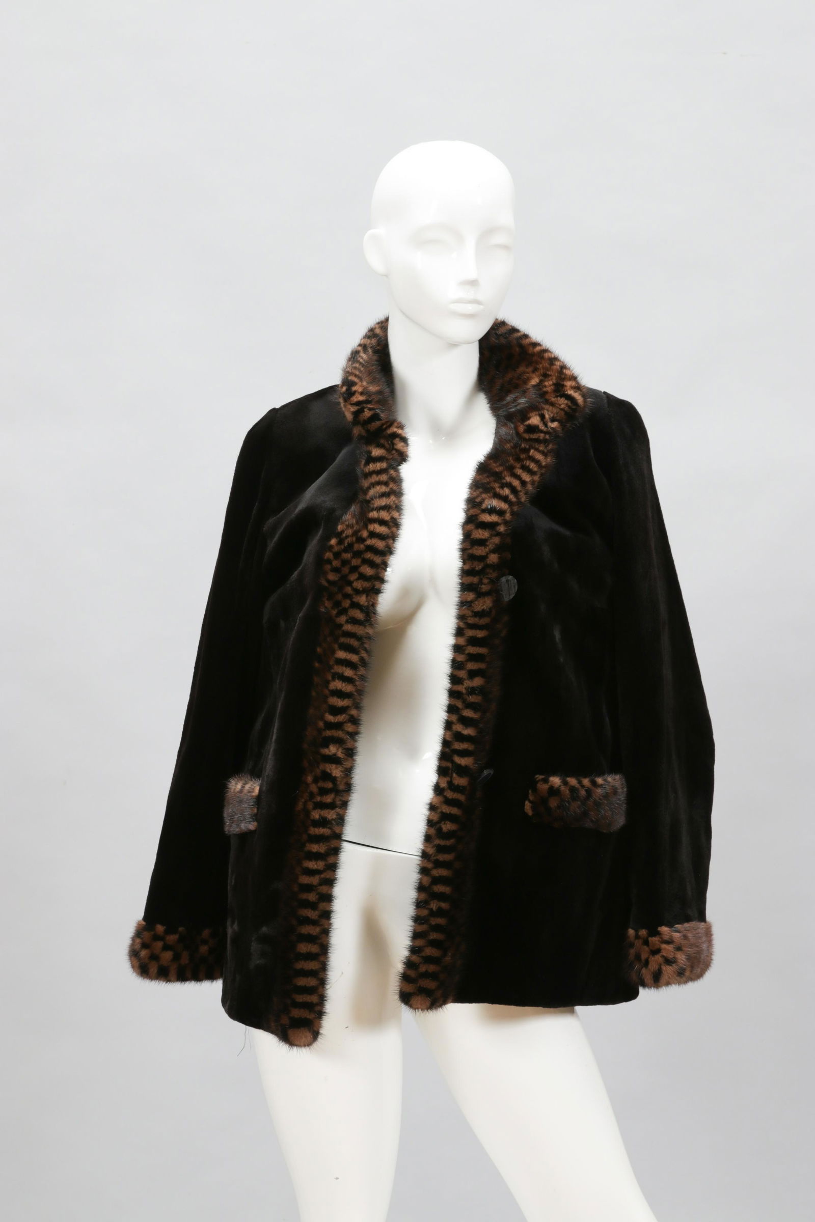 SHEARED MINK JACKET, BLACK L 27" (1 of 3)