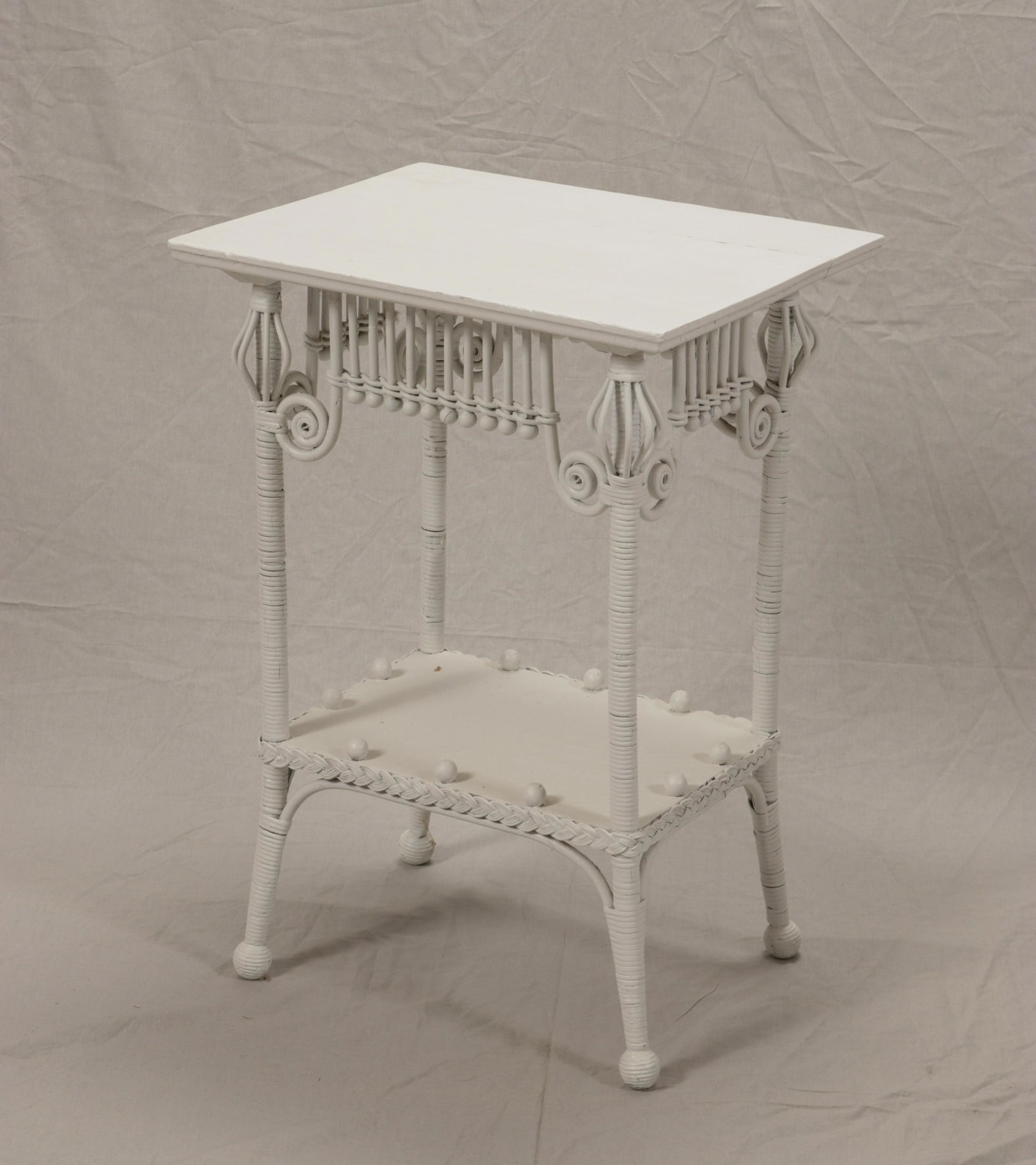WICKER SIDE TABLE C 1900 H 28" W 20" D 16" (1 of 4)