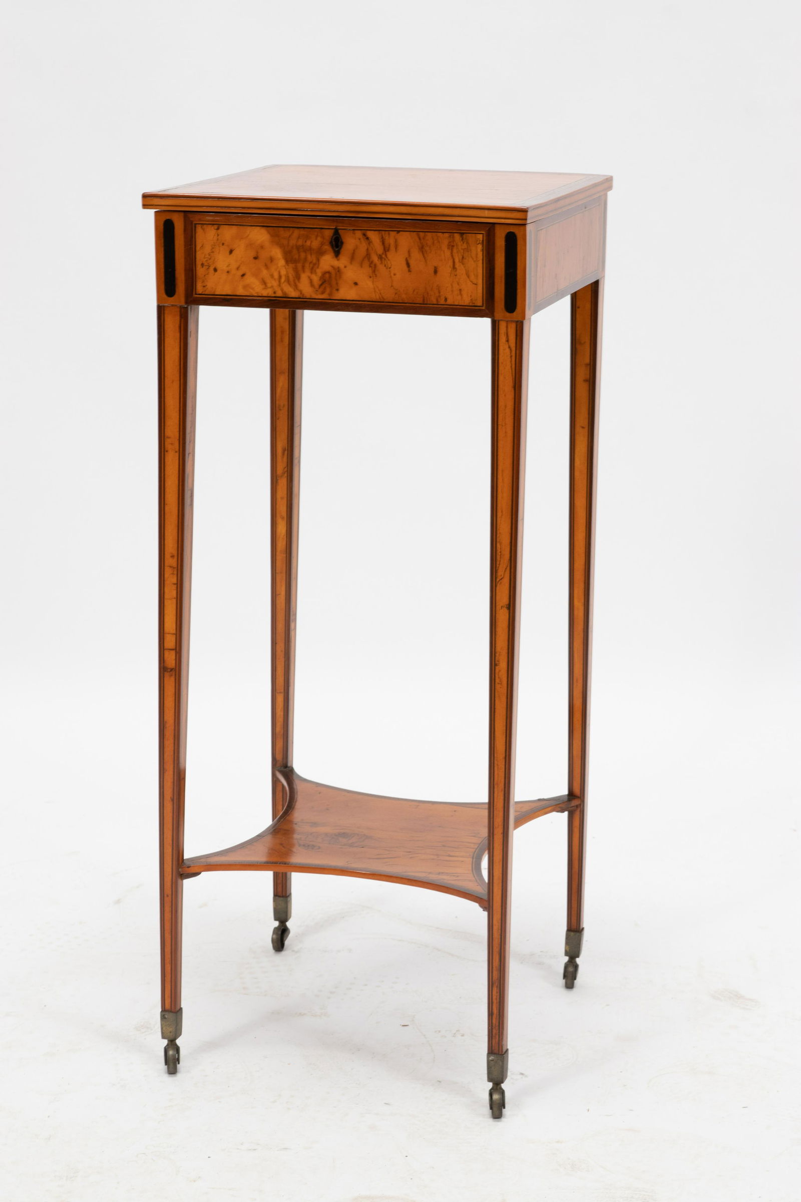 SHERATON SATINWOOD & ROSEWOOD END TABLE, 19TH C, H 30", (1 of 8)
