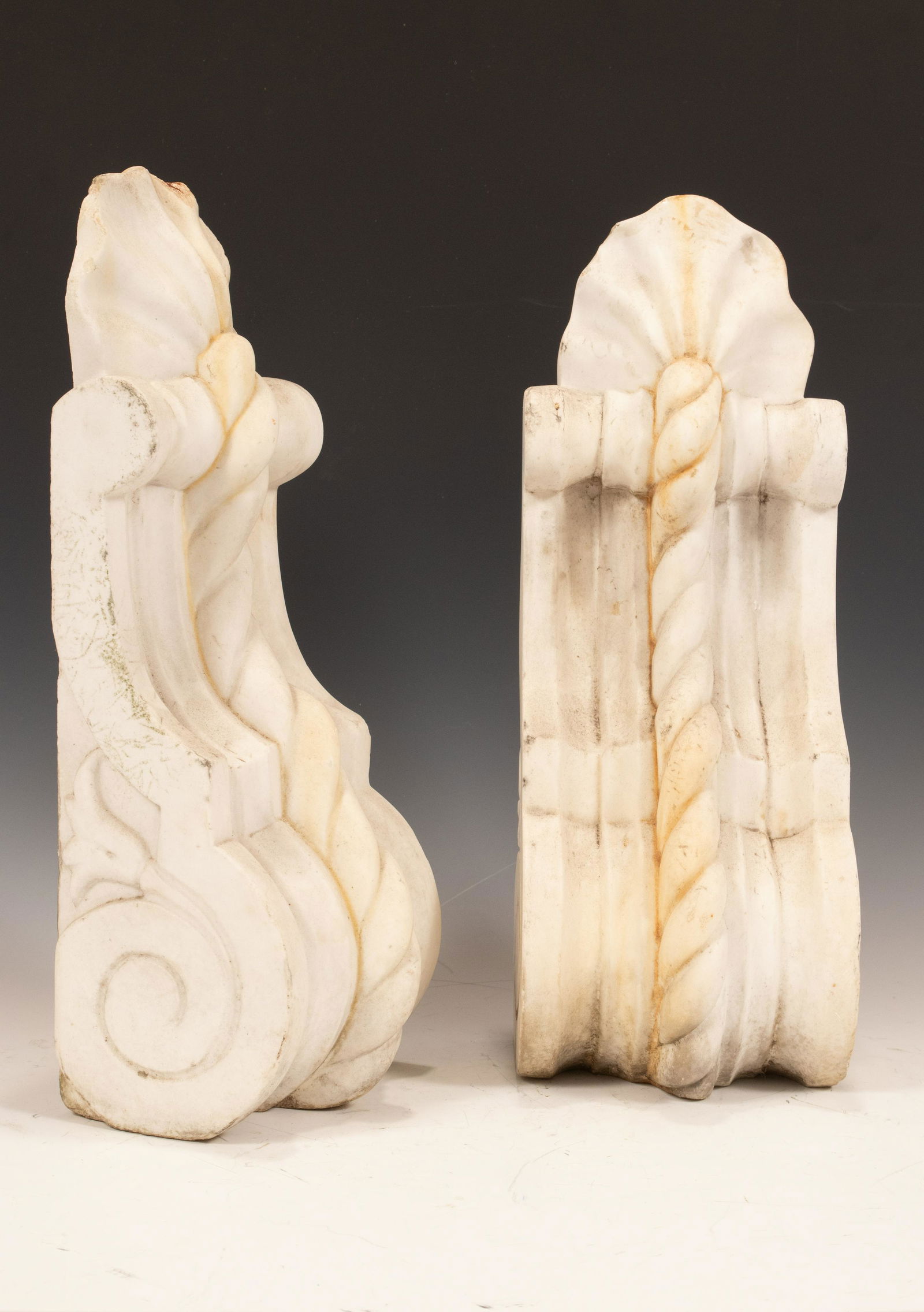 CARVED MARBLE CORBELS, PAIR, H 17", W 6.5" (1 of 6)