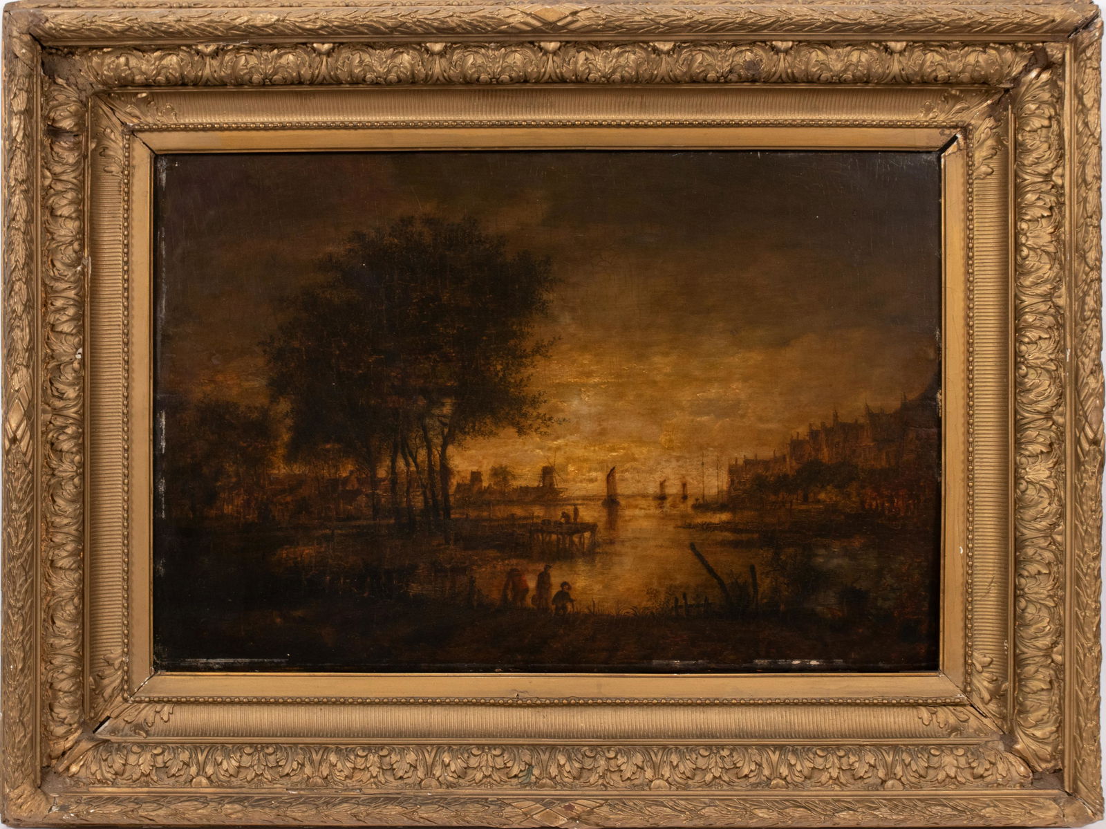 DUTCH OIL ON CRADLED WOOD PANEL, 19TH C, H 19.25", W (1 of 4)