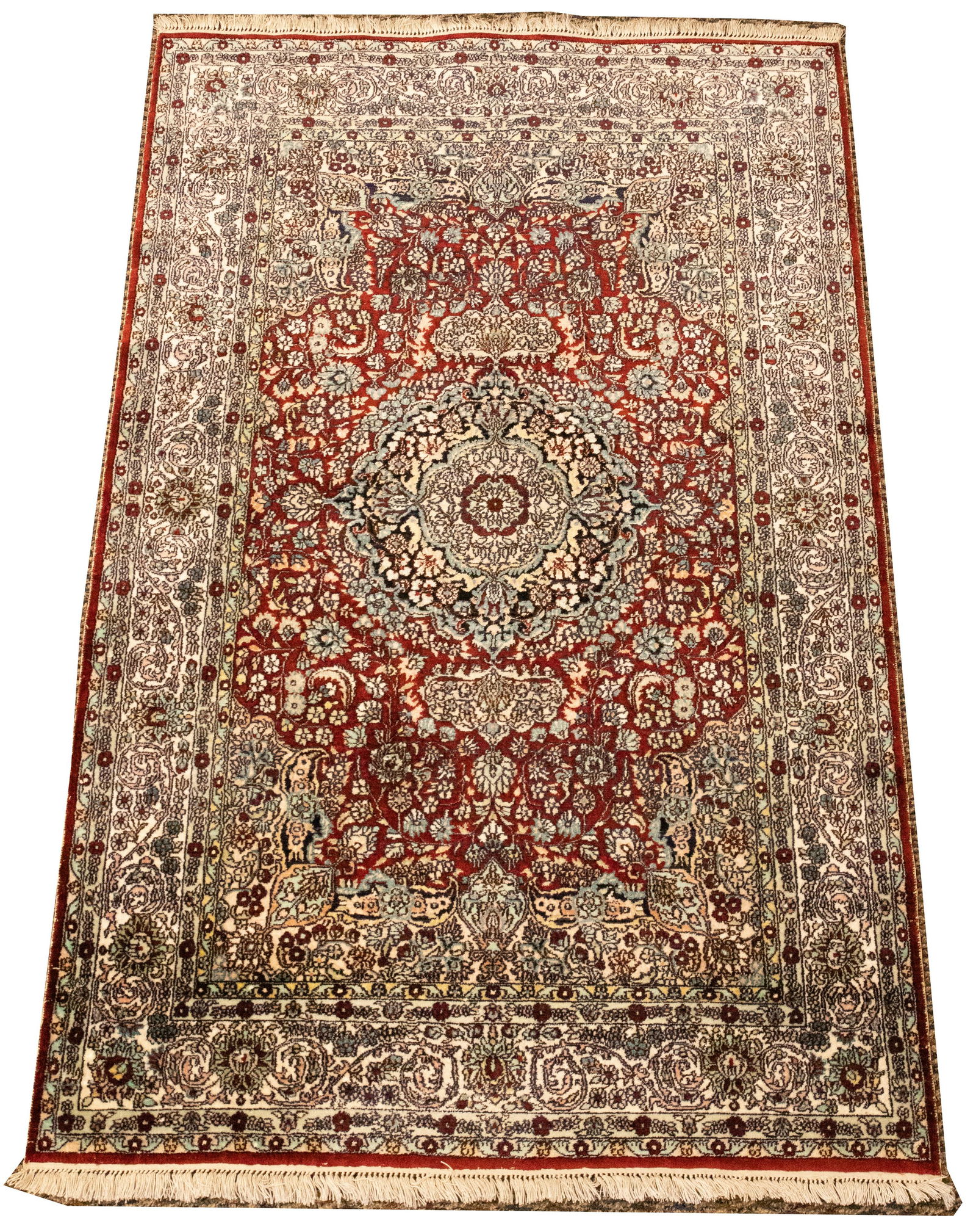 INDIA KASHMIR PURE SILK RUG, C. 2000, W 3', L 5' (1 of 5)