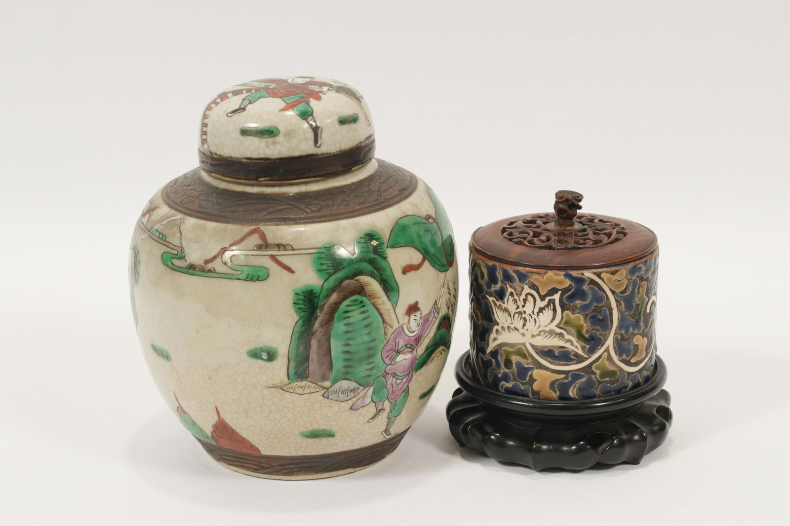 CHINESE PORCELAIN CRICKET AND GINGER JARS, TWO 19TH.C. (1 of 9)