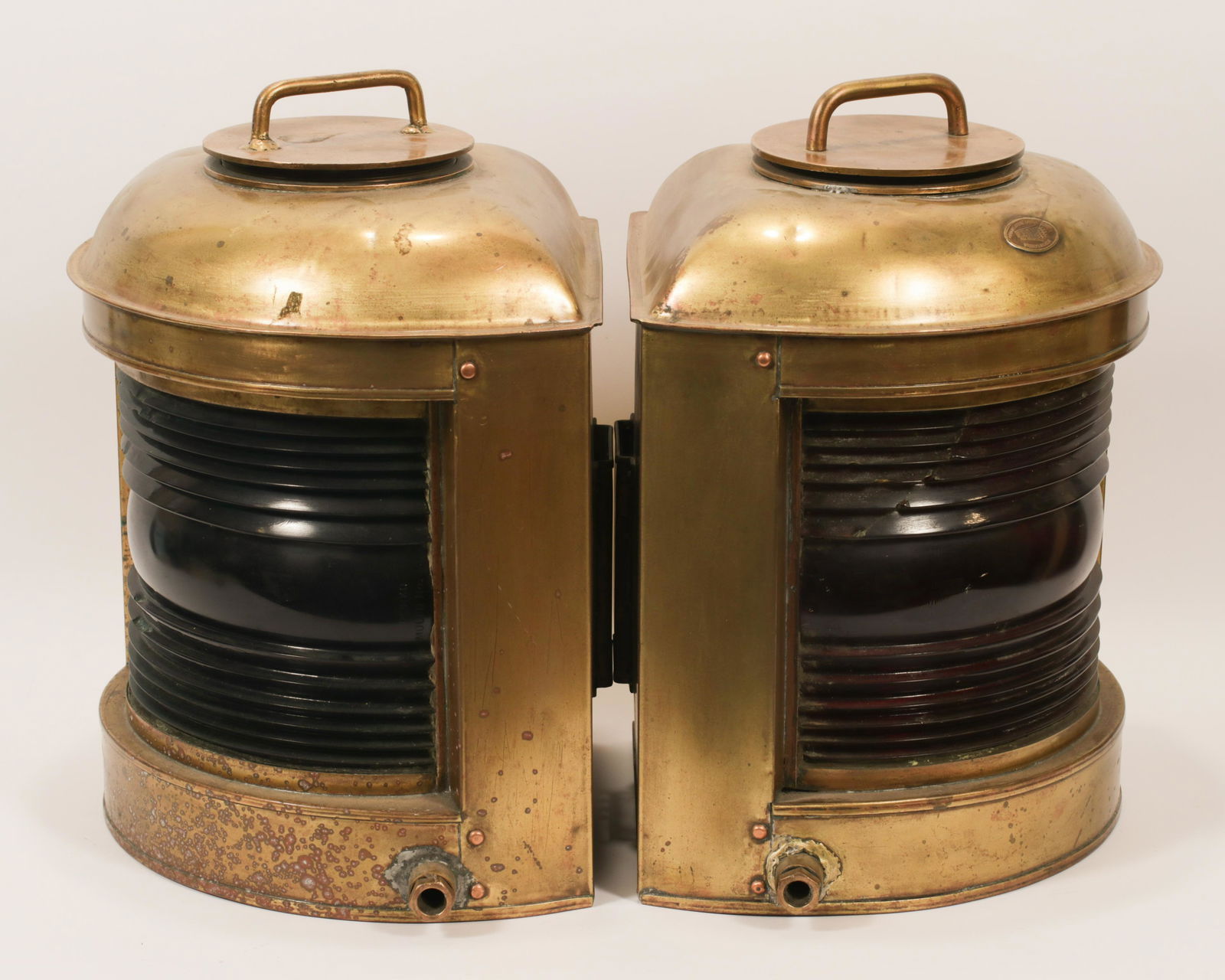 TWO LARGE PERKO BRASS NAUTICAL  SHIPS LANTERNS H 18" W (1 of 7)