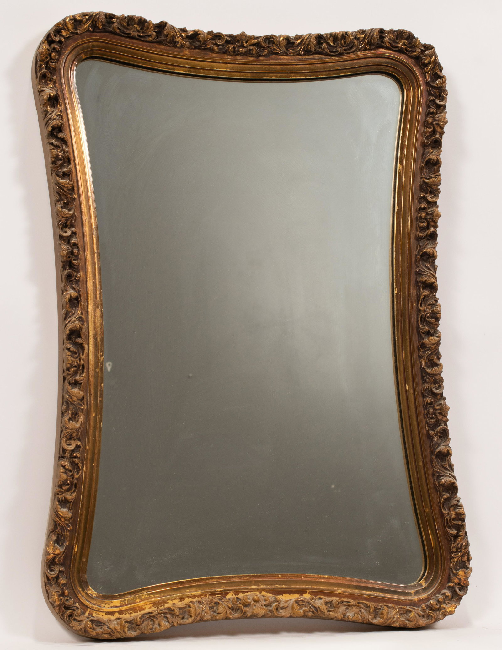 ANTIQUE GILT GESSO MIRROR, C. 1930, H 27", W 18": ANTIQUE GILT GESSO MIRROR, C. 1930, H 27", W 18" An antique gilt and gesso wood mirror.