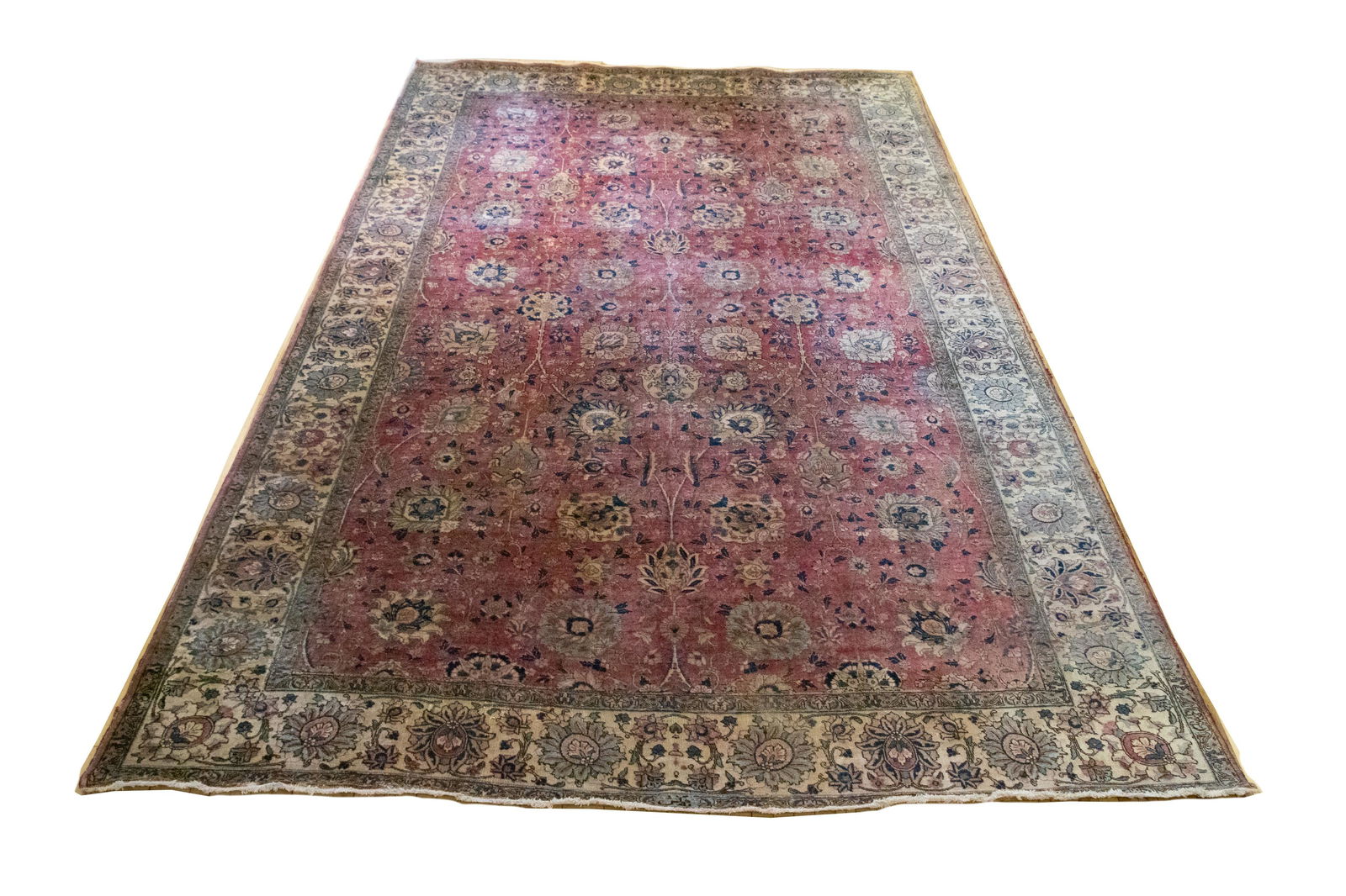 PERSIAN TABRIZ HANDWOVEN WOOL RUG W 10.5' L 17.1' (1 of 15)