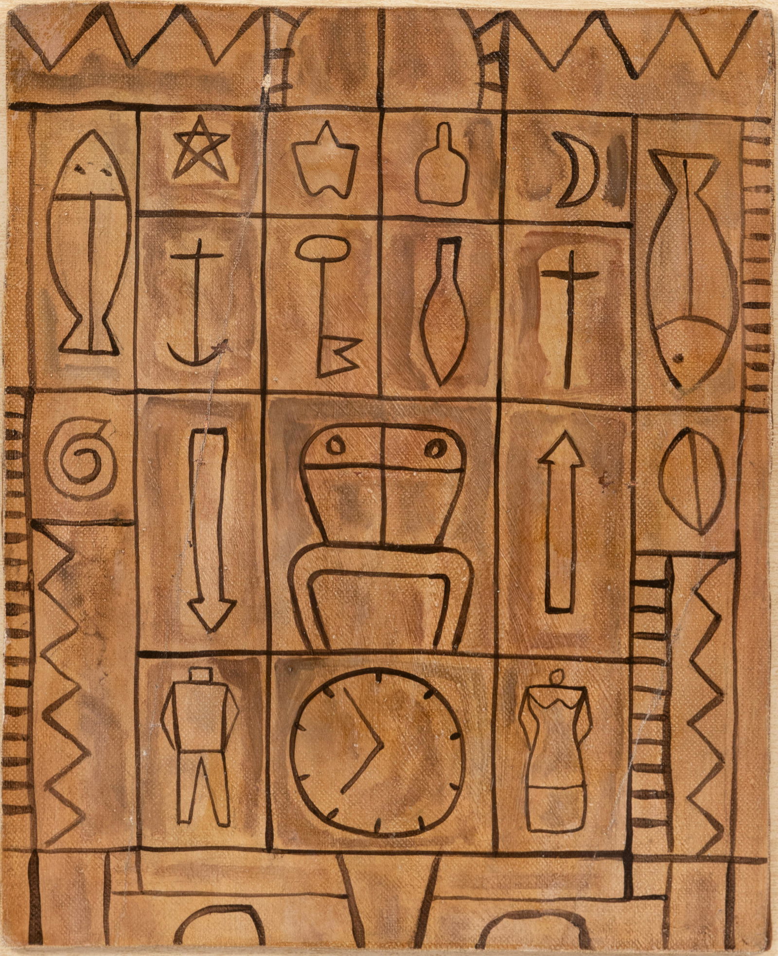 OIL ON  CANVAS LAID ON BOARD H 14" W 11" ABSTRACT (1 of 4)