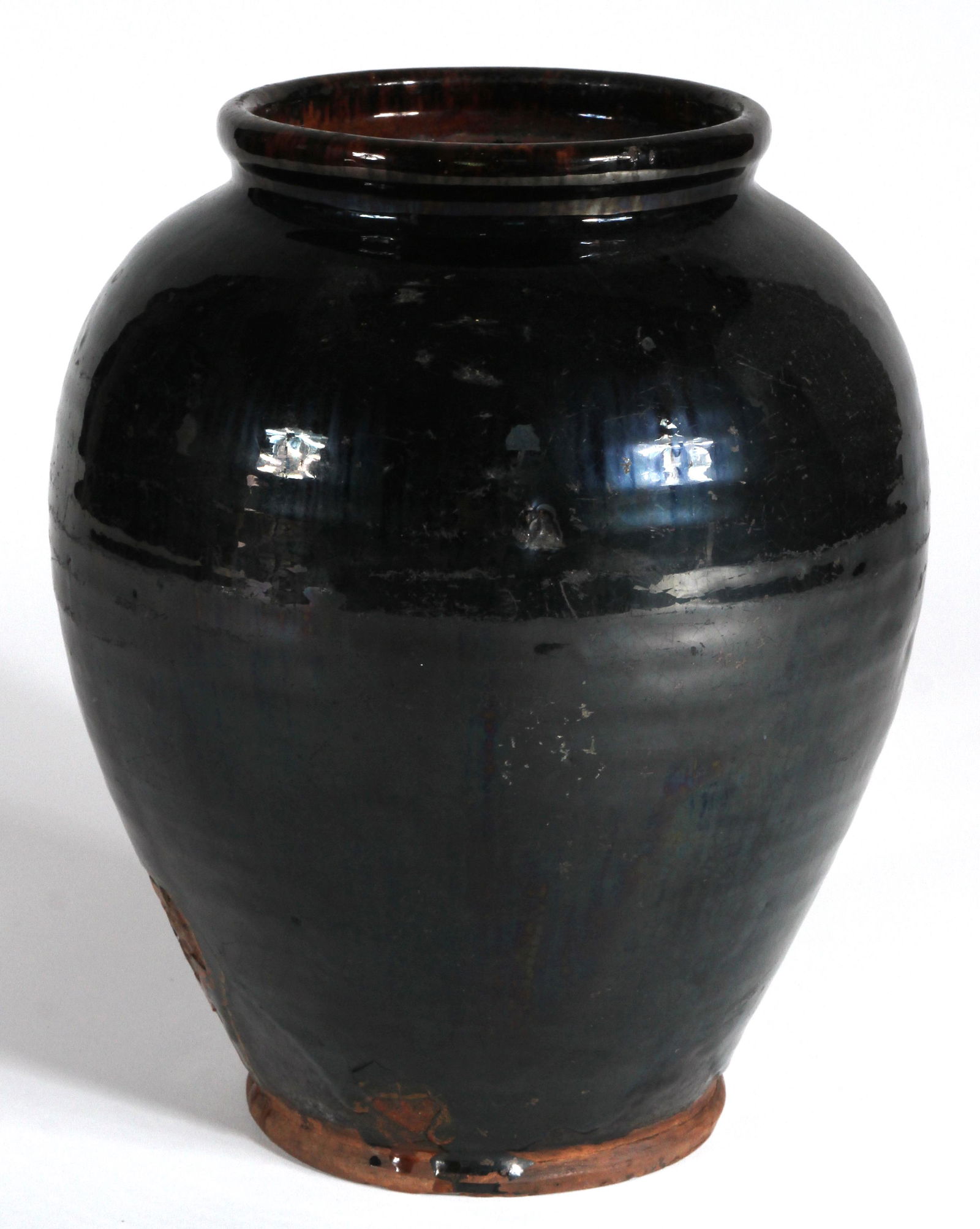 ASIAN ART POTTERY VASE C.1900 H 9" DIA 7" (1 of 3)