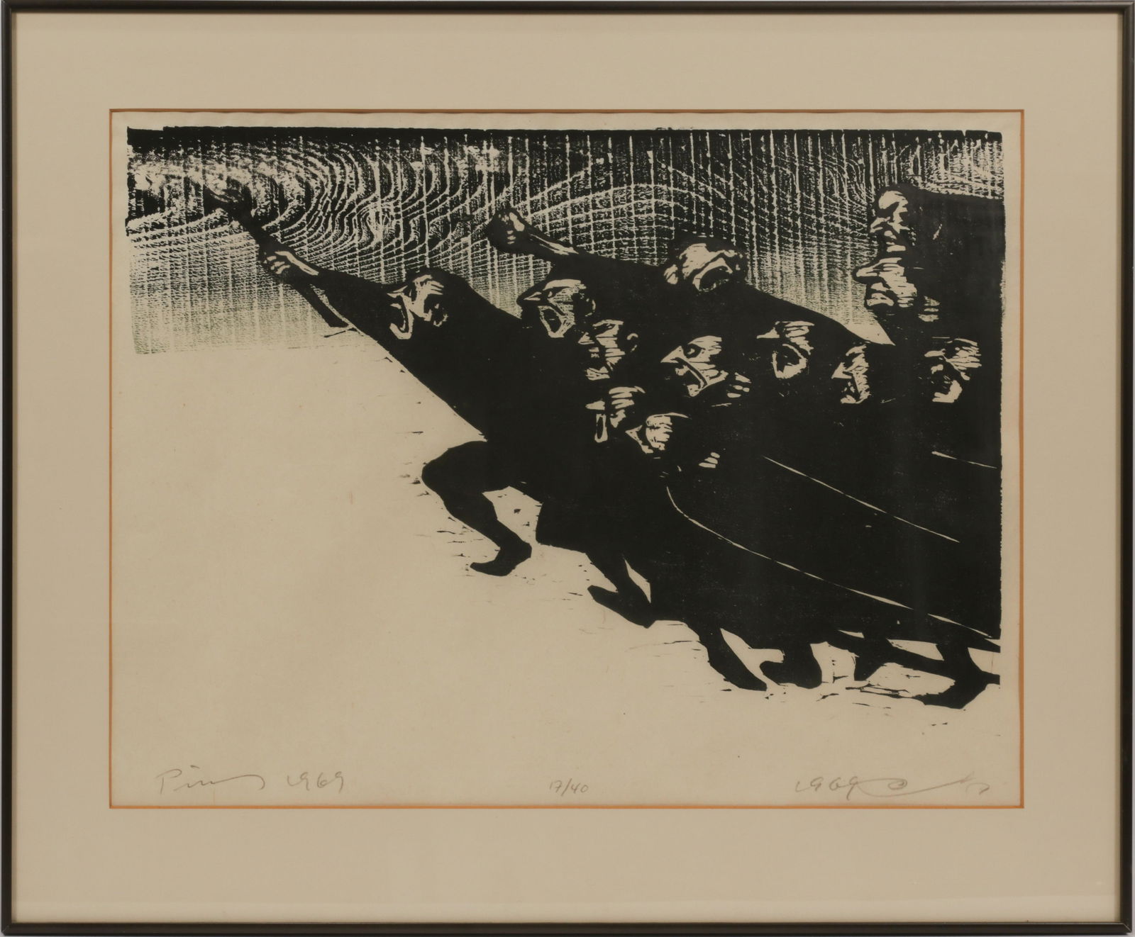 YAACOV PINS (GERMAN/ISRAELI, 1917-2005) WOODCUT PRINT (1 of 7)