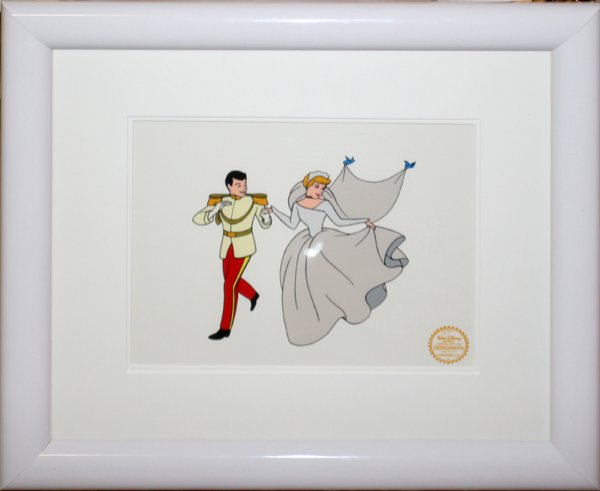CINDERELLA, DISNEY CELL, H 10", L 12": CINDERELLA, DISNEY CELL, H 10", L 12":With Disney Ltd. Edition Serigraph seal. Framed and matted under glass.