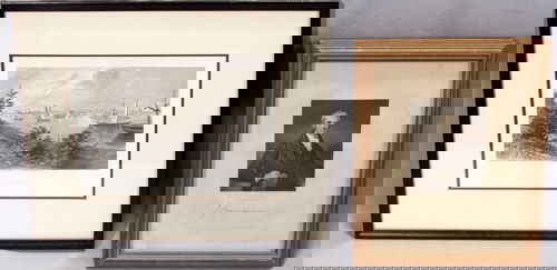ENGRAVING GROUPING, DETROIT & JOHN MARSHALL: ENGRAVING GROUPING, CITY OF DETROIT AND JOHN MARSHALL, 2PCS., 5.5" X 9", 4.5" X 3 3/4":City of Detroit c. 1870, 5.5" x 9". John Marshall after Henry Inman, 4.5" x 3 3/4". Both framed