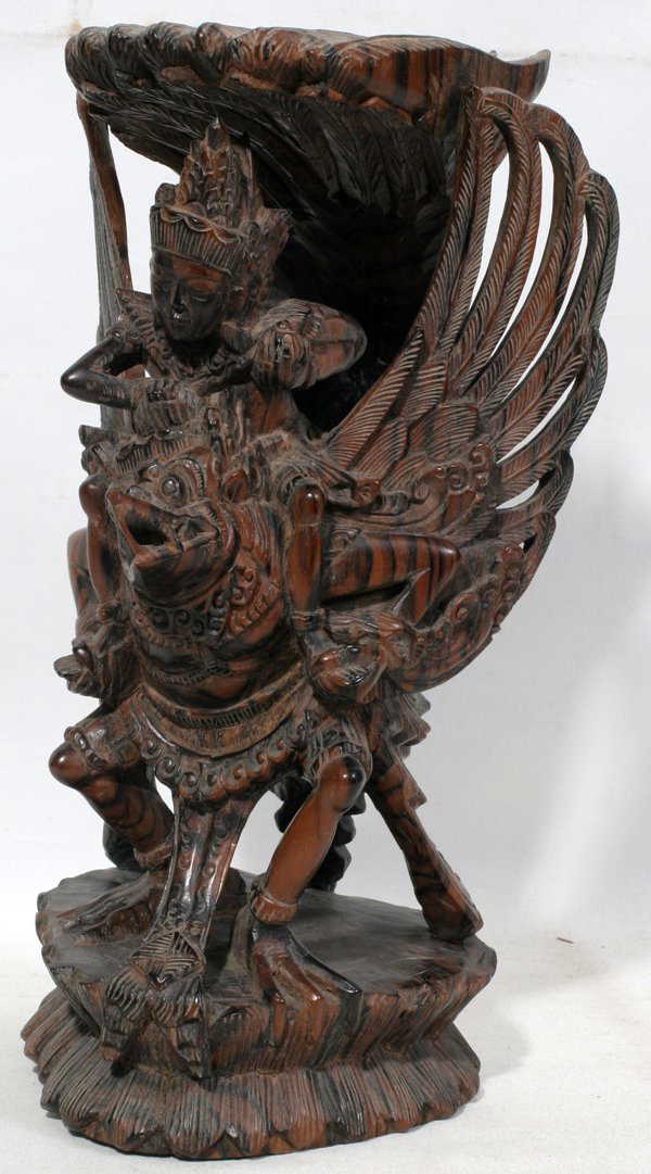 030136 BALI ROSEWOOD SCULPTURE OF VISHNU RIDING GARUDA 030136 BALI ROSEWOOD SCULPTURE OF VISHNU RIDING GARUDA