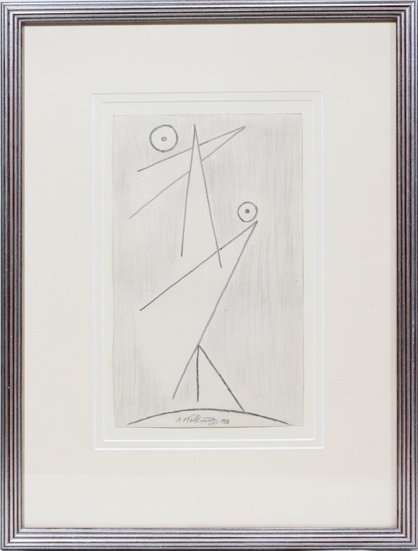 ABRAHAM WALKOWITZ (1878-1965), PENCIL DRAWING,: ABRAHAM WALKOWITZ (1878-1965), PENCIL DRAWING, MODERNIST ABSTRACTION (UNTITLED):Pencil signed "A. Walkowitz" and dated 1931 at the lower center, under glass and matted in a contemporary frame. Abraham