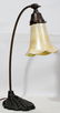 031245: STEUBEN AURENE GLASS & BRONZE DESK LAMP, H 18"