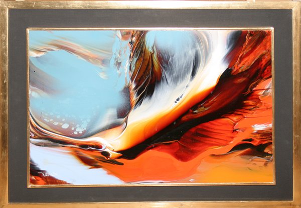 LEONARDO NIERMAN, ACRYLIC ON MASONITE 16" X 24": LEONARDO NIERMAN, ACRYLIC ON MASONITE, 16" X 24", "SOLAR FLAME":Signed lower left; titled on verso; framed.