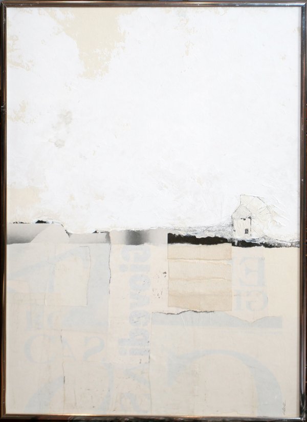 LARRY BELL, MIXED MEDIA, 19 1/2" X 13 1/2",: LARRY BELL, MIXED MEDIA, 19 1/2" X 13 1/2", 'MYKONOS '84' ': (AMERICAN, B. 1935):Signed at the lower right. Under glass and framed.