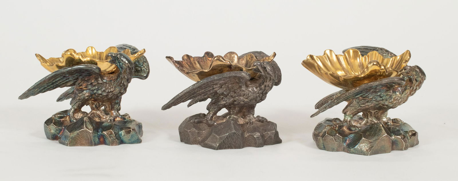 ELKINGTON SILVER PLATE EAGLES, SHELL FORM BOWLS, 3 PCS, (1 of 6)