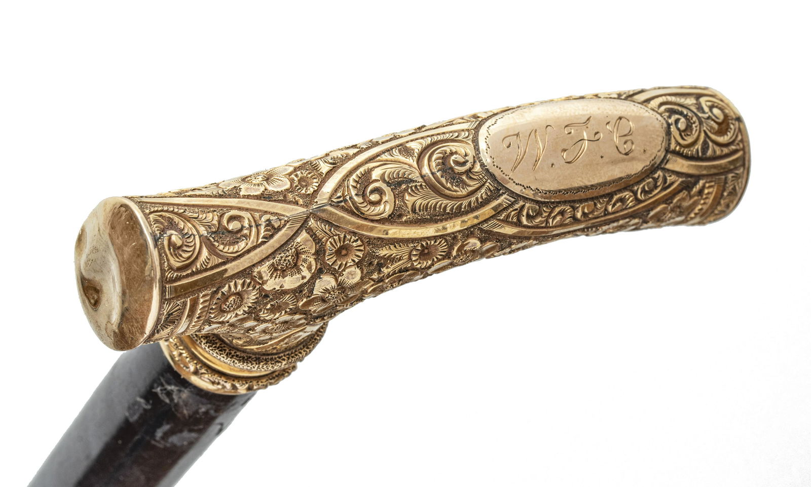 W.F. CODY, GOLD HANDLED WALKING STICK, L 35" (1 of 8)