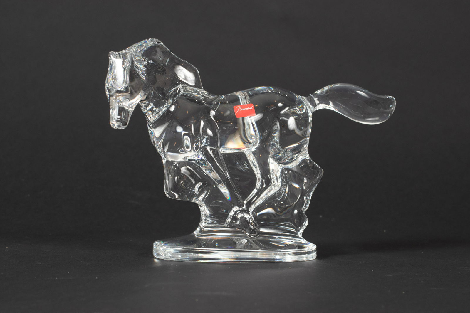 BACCARAT FIDELIO CRYSTAL HORSE FIGURE, H 7", W 10", D (1 of 4)