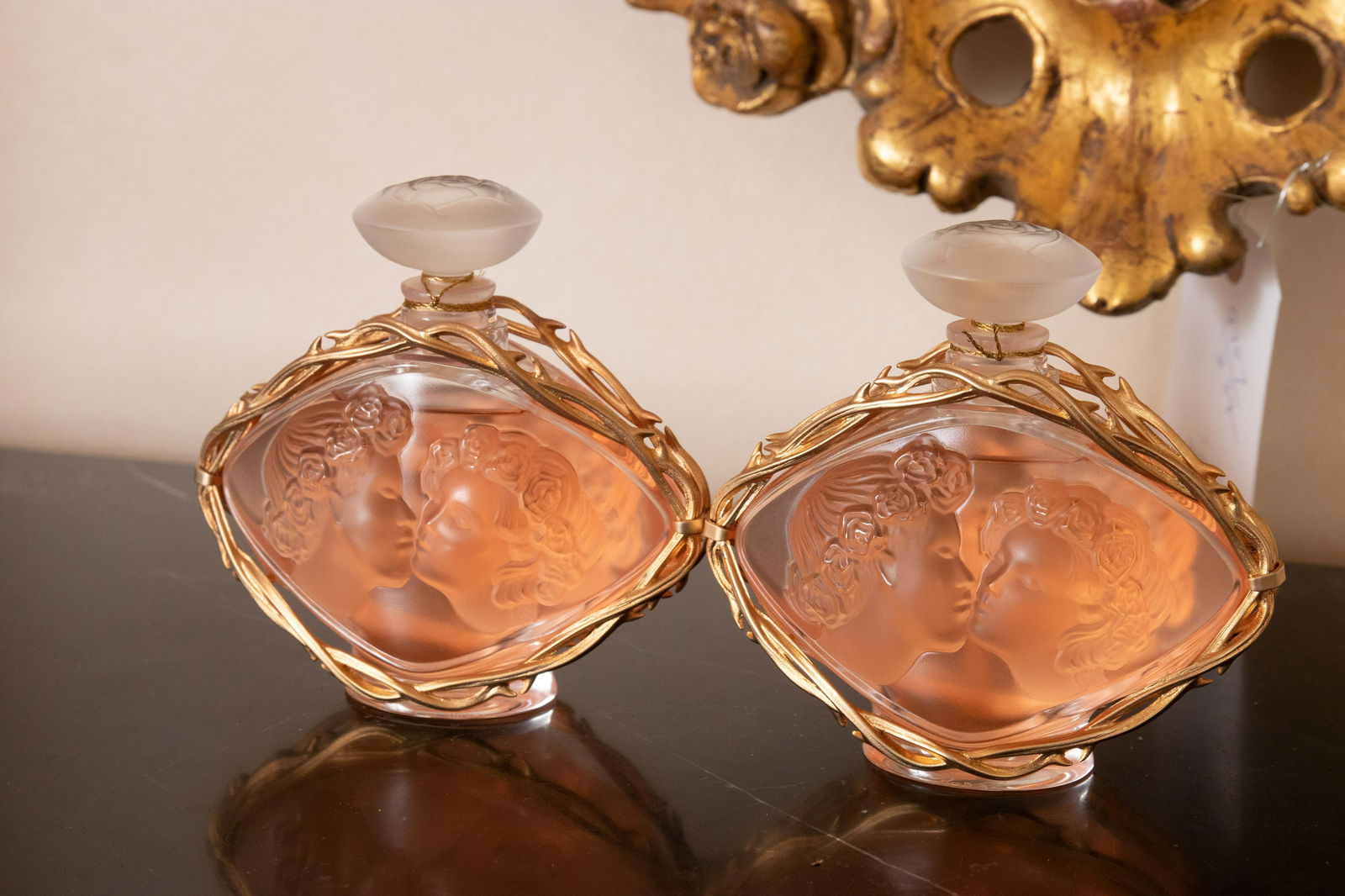 LALIQUE, LE BAISER, GLASS PERFUME BOTTLES, 2 PCS, H (1 of 1)