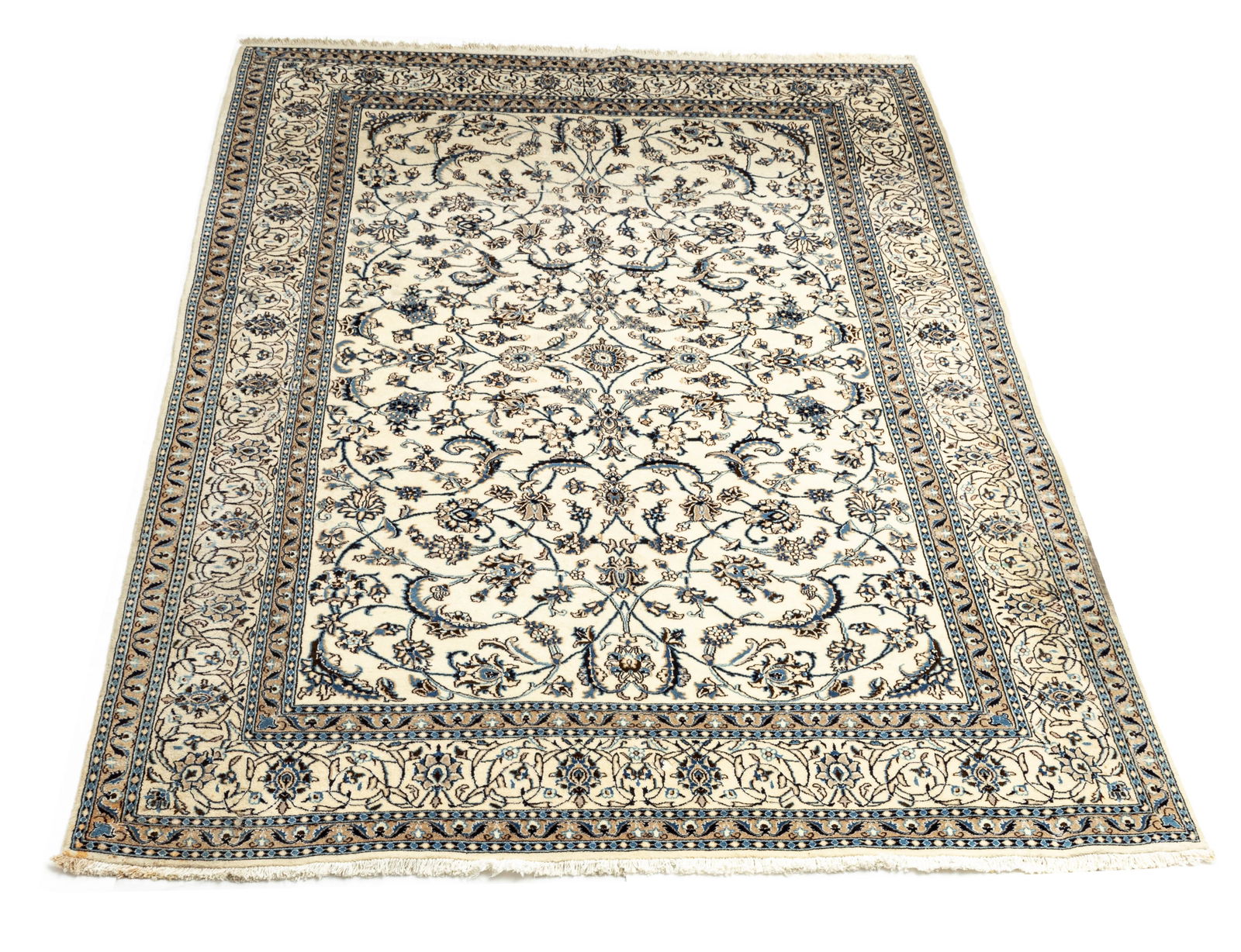 PERSIAN NAIN HANDWOVEN WOOL & SILK CARPET, W 8' 1", L (1 of 2)