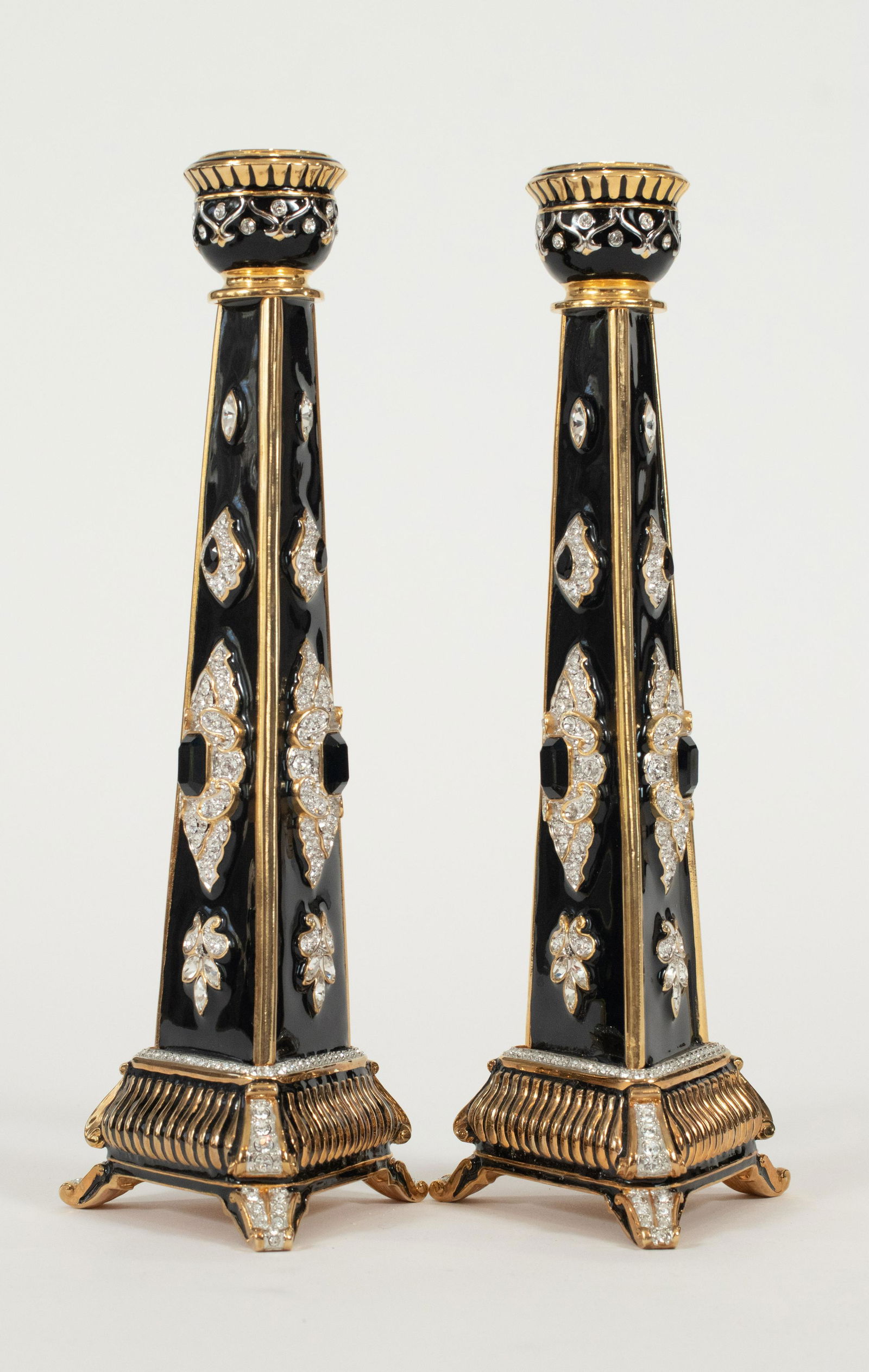 JAY STRONGWATER STONE EDGE CANDLESTICKS, PAIR, H 9.75", (1 of 6)