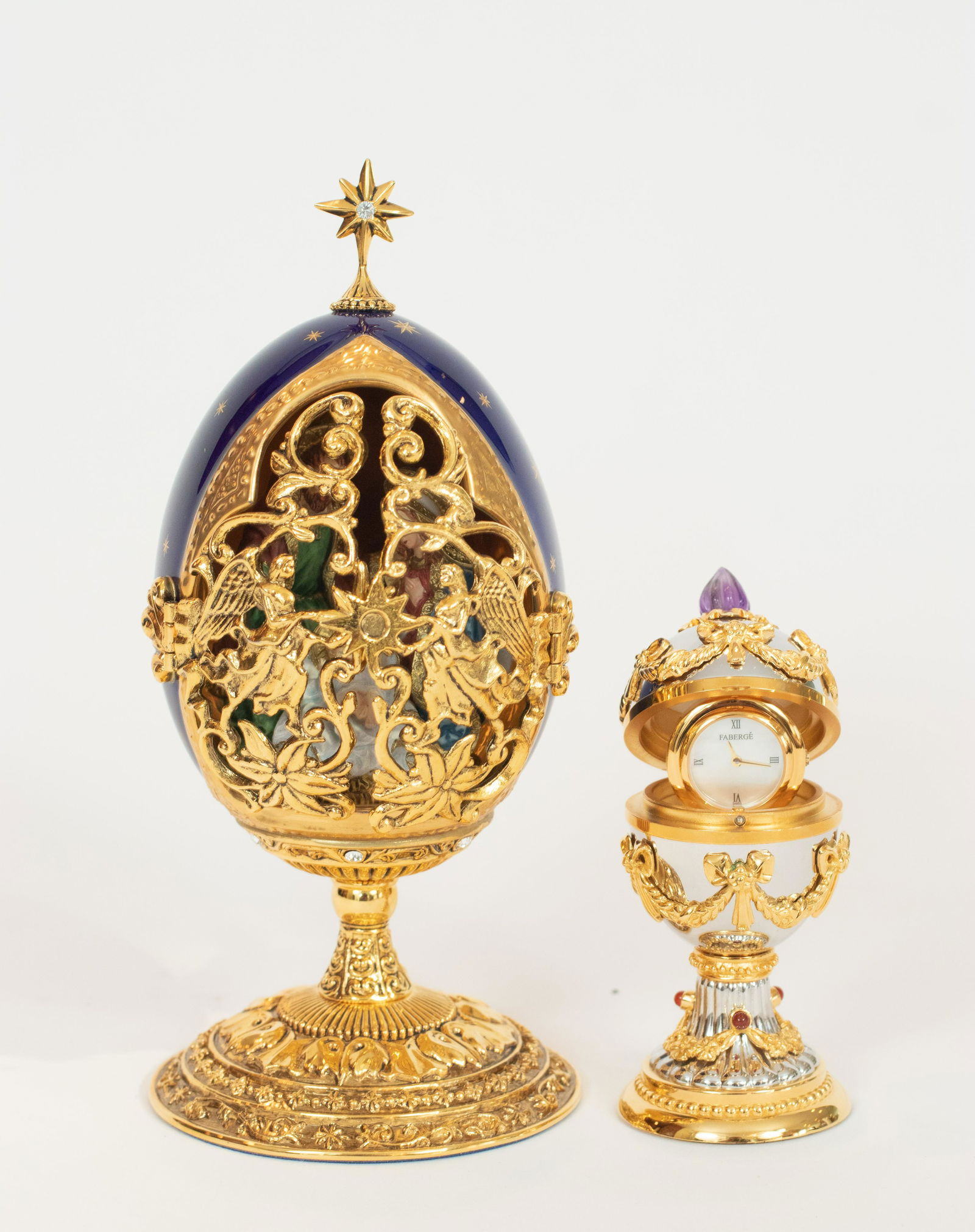 AFTER FABERGE, DECORATIVE EGGS, 2 PCS, H 4"-7" FRANKLIN (1 of 6)