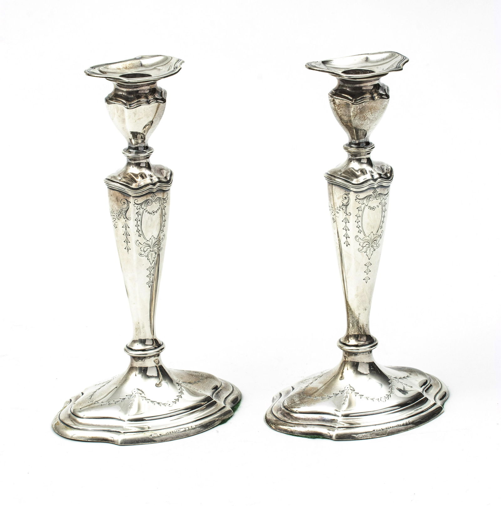 REED AND BARTON STERLING SILVER  CANDLESTICKS C.1940 H (1 of 3)