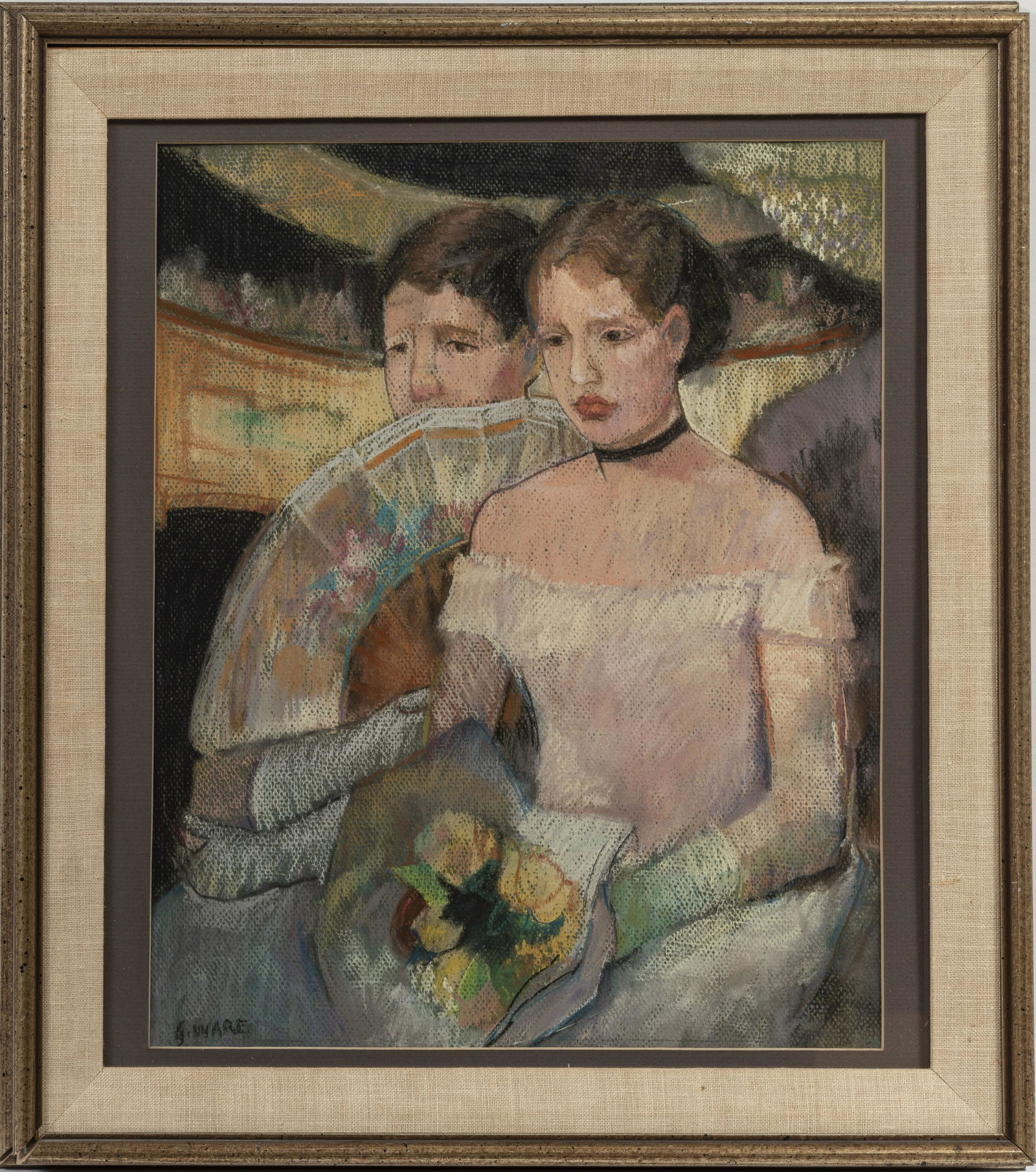 GREGORY WARE, PASTEL C 1960 H 16" W 13" AT THE OPERA (1 of 4)